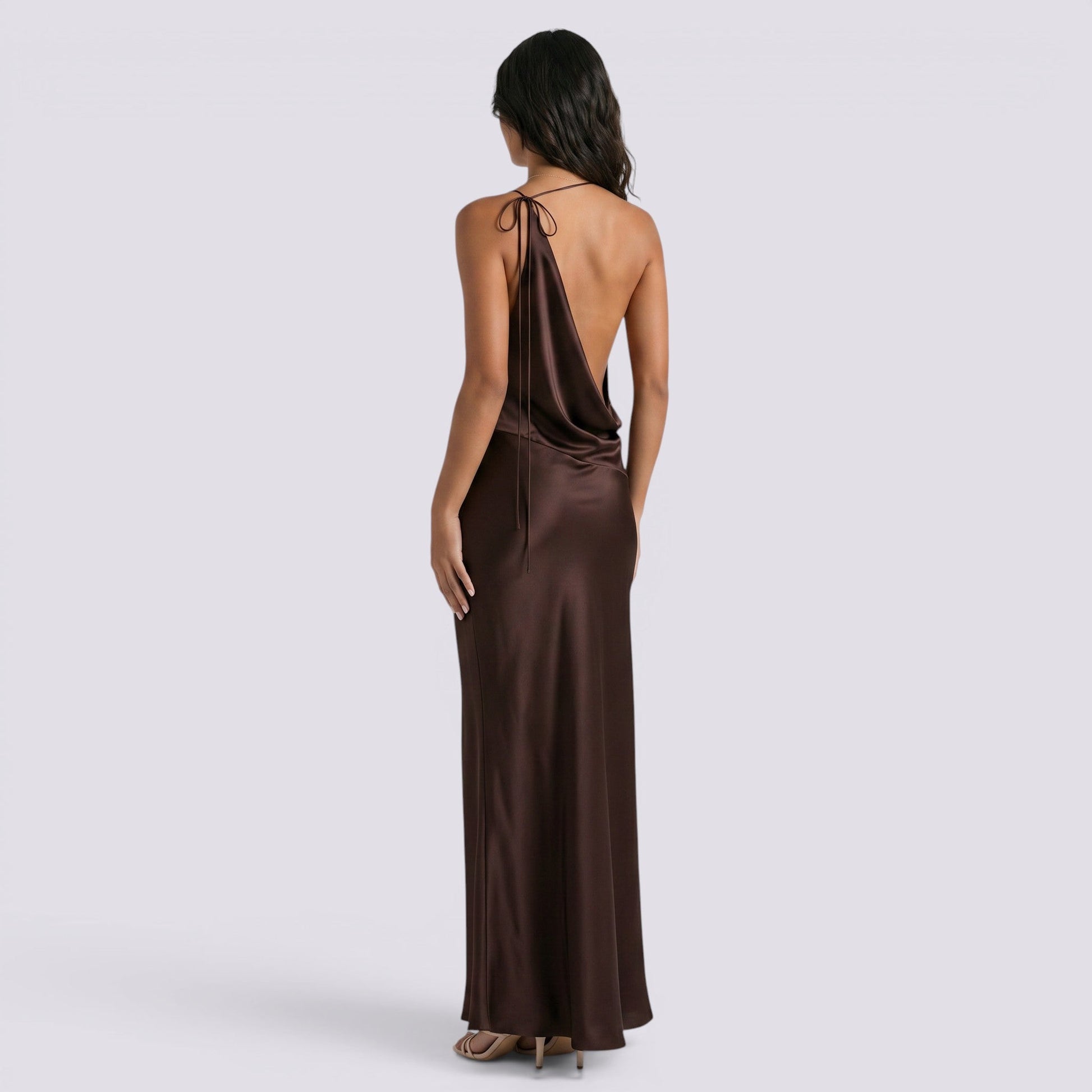 Abito Donna Halter in Raso da Sera Elegante