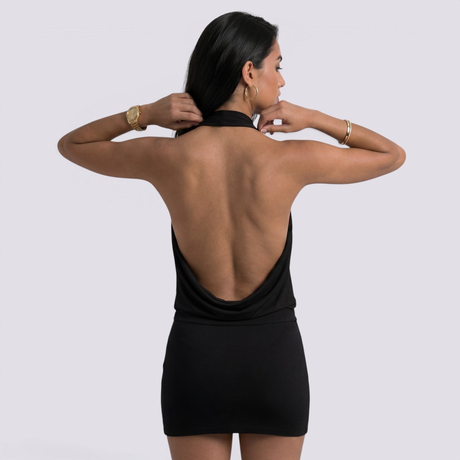 Abito Corto Donna Halter Estivo Schiena Aperta Elegante