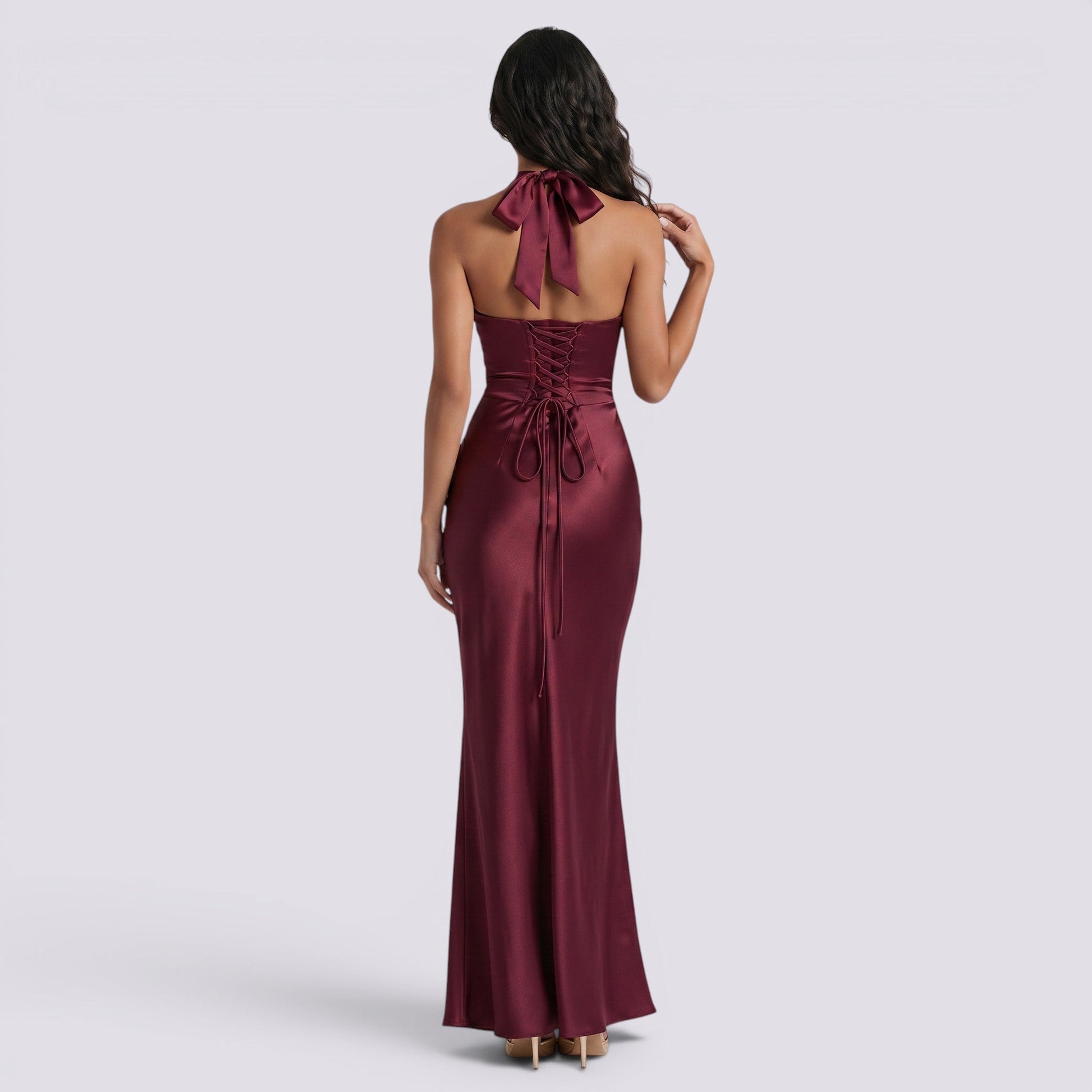 Abito Lungo Donna Halter Fluido Elegante da Cerimonia