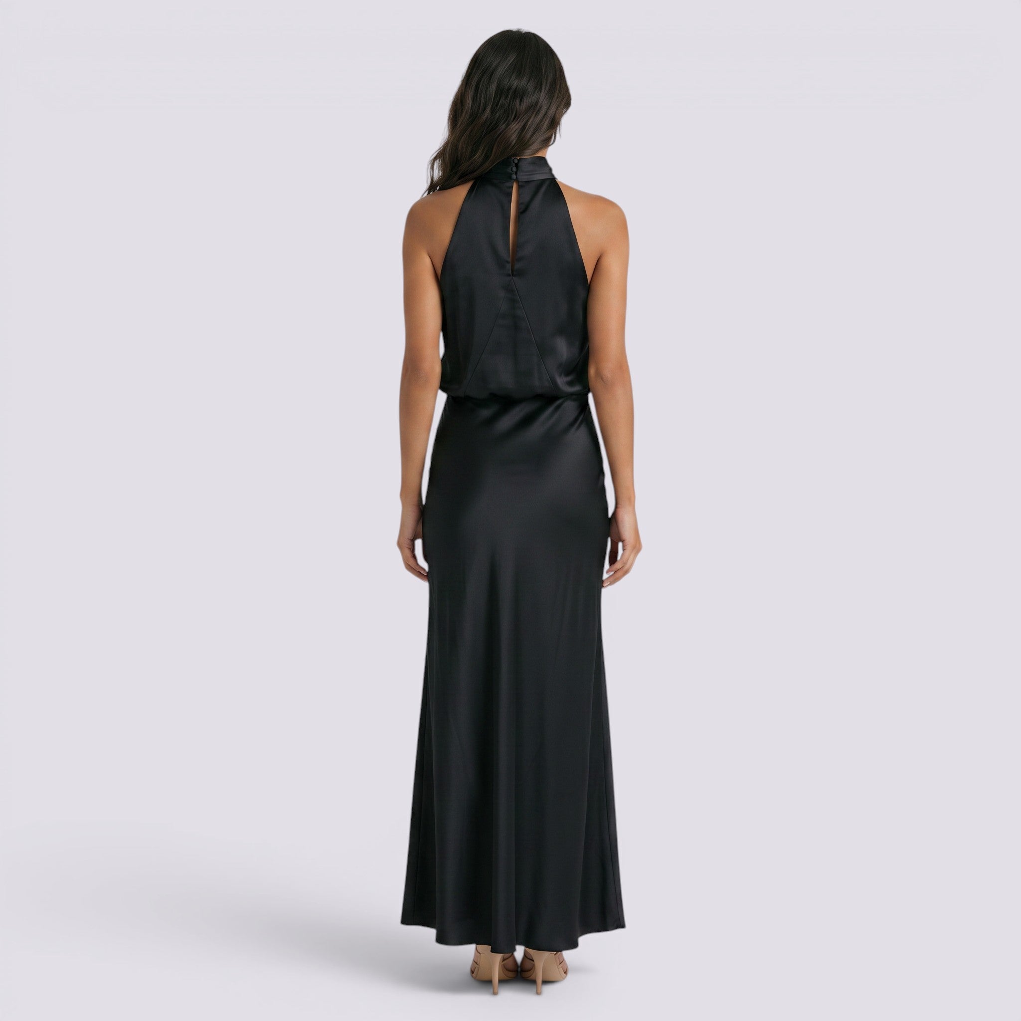 Abito Lungo Donna in Raso da Sera Elegante Fluido