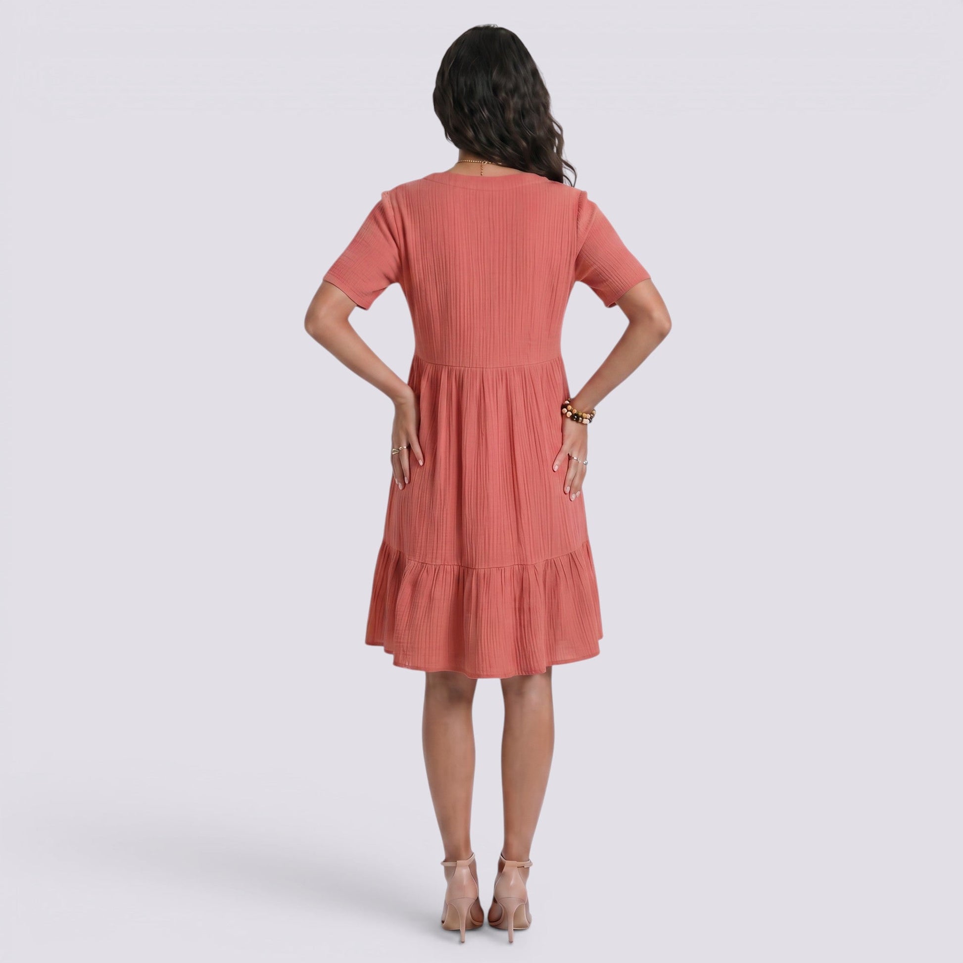 Abito Corto Donna Estivo Scollo a V Boho Fluido