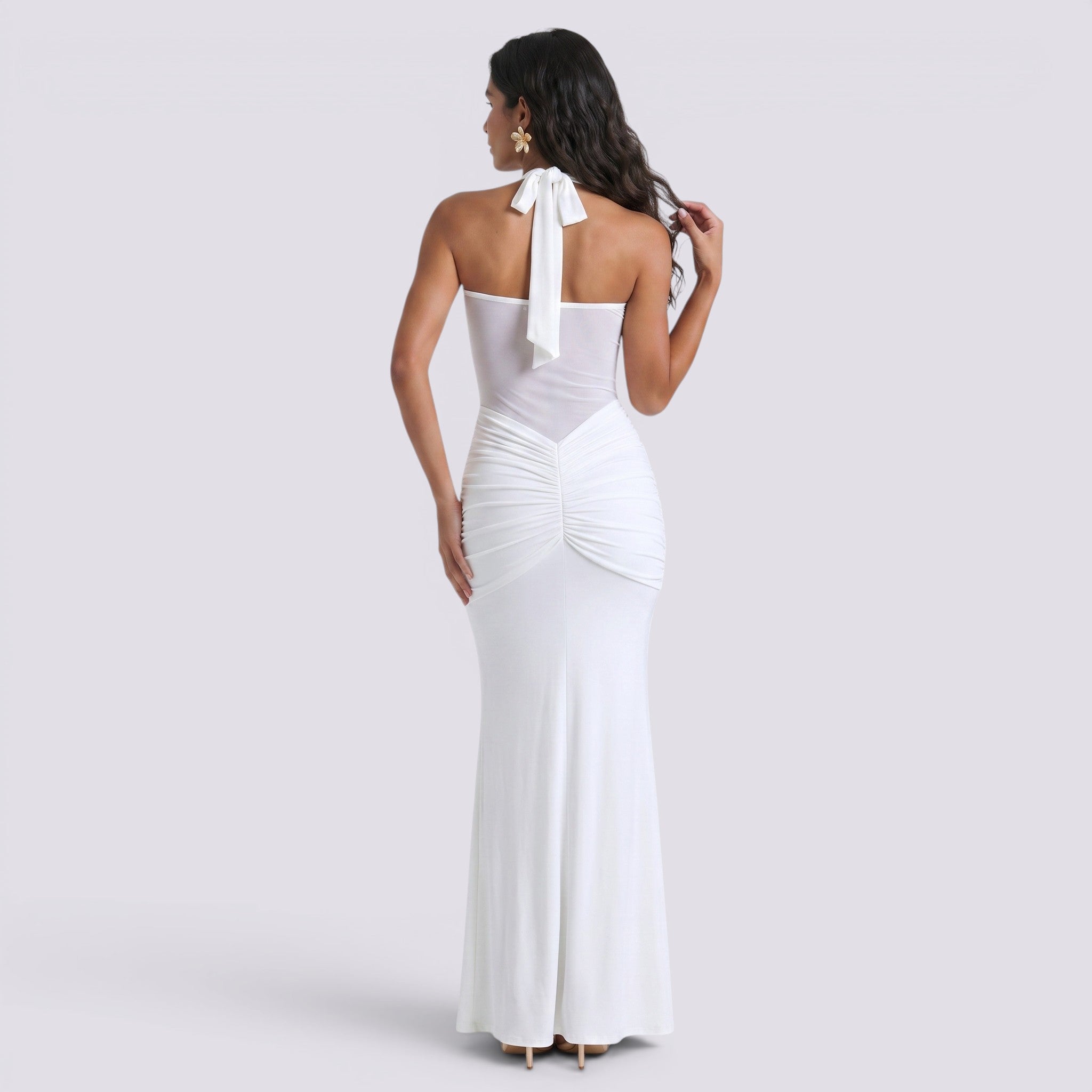 Abito Lungo Donna Halter Schiena Aperta da Cerimonia