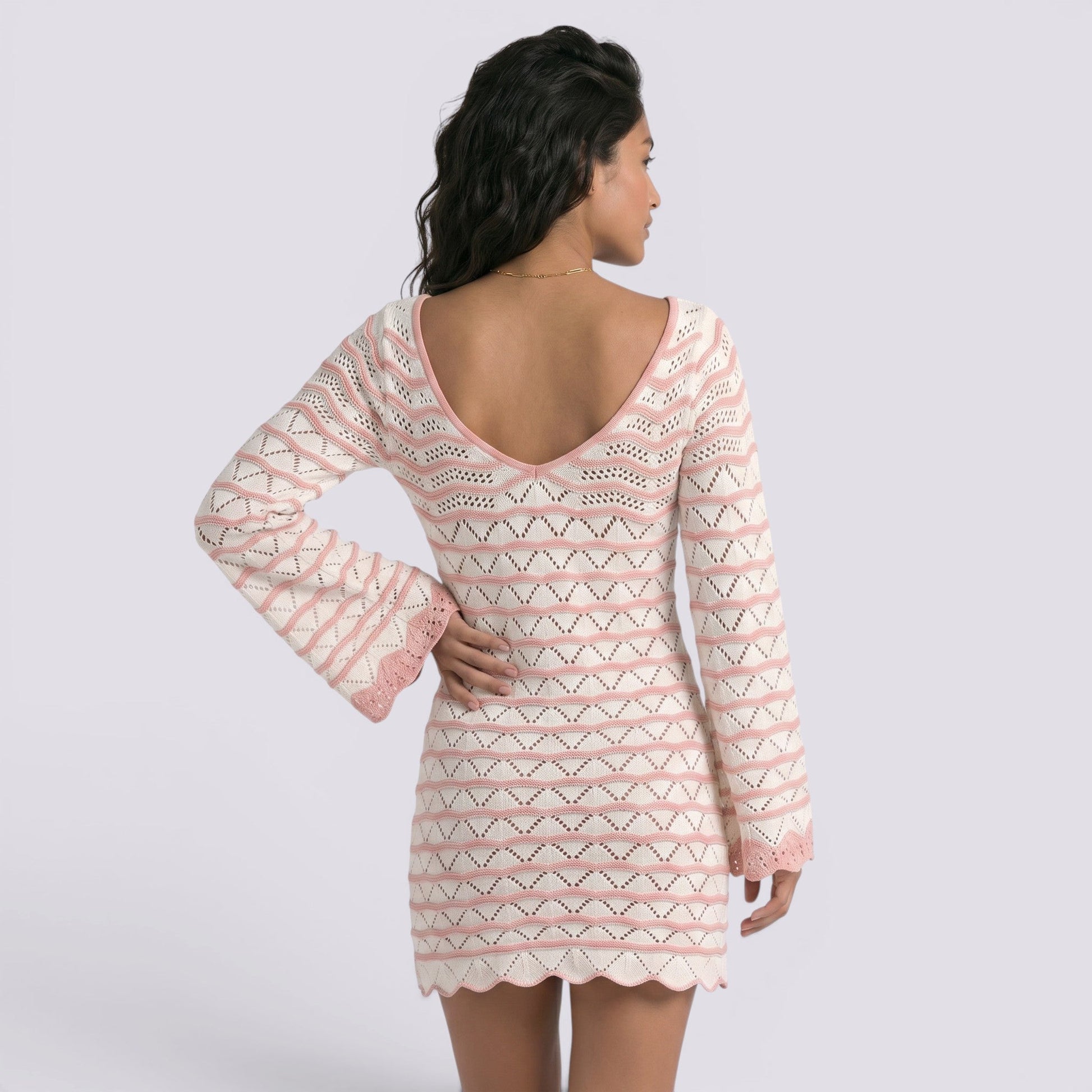 Abito Corto Donna da Spiaggia a Righe Boho Estivo