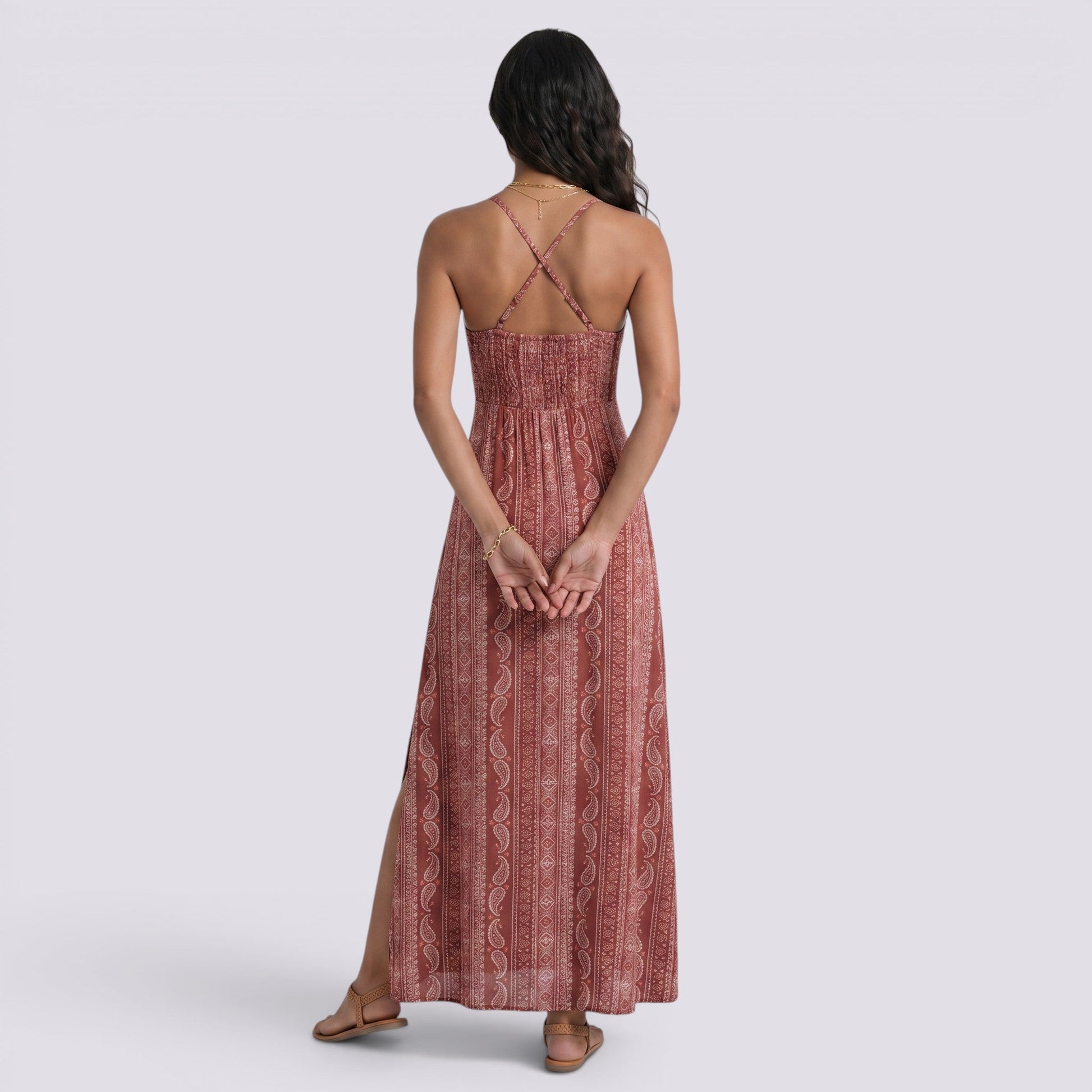 Abito Lungo Donna Maxi Boho Estivo Schiena Aperta