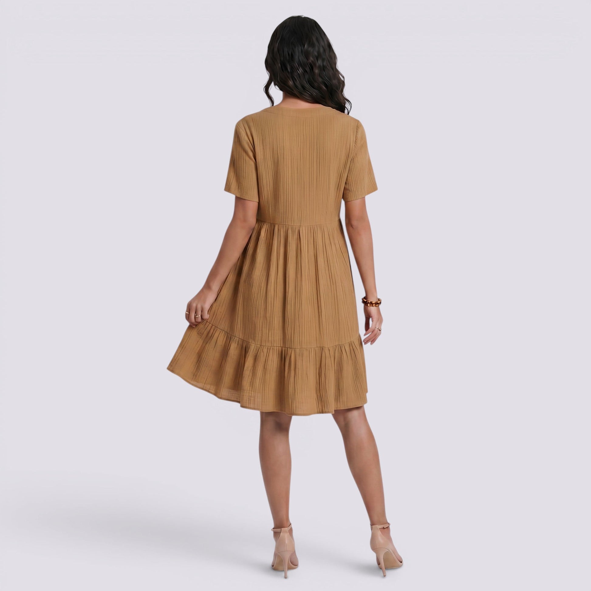 Abito Corto Donna Estivo Scollo a V Boho Fluido