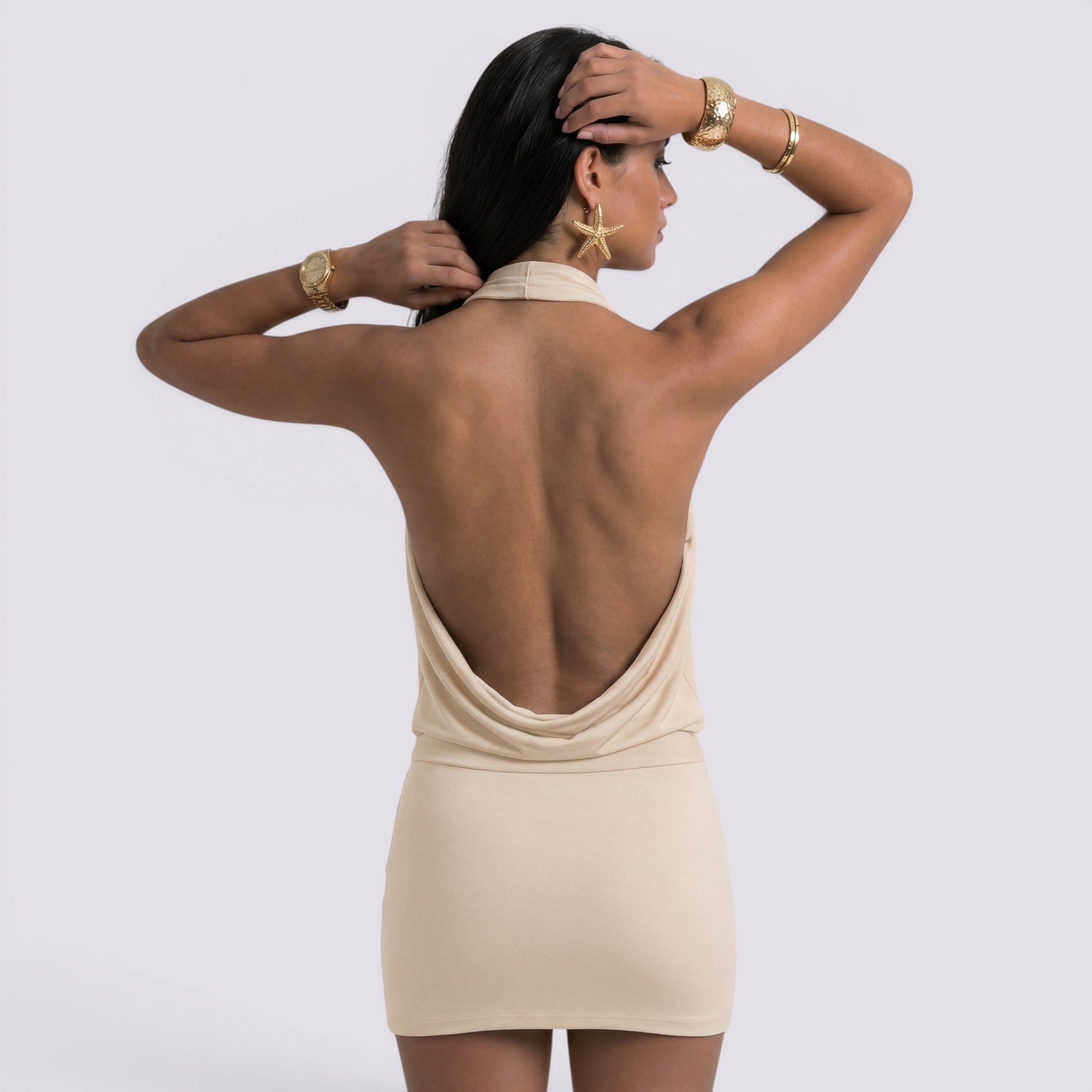 Abito Corto Donna Halter Estivo Schiena Aperta Elegante