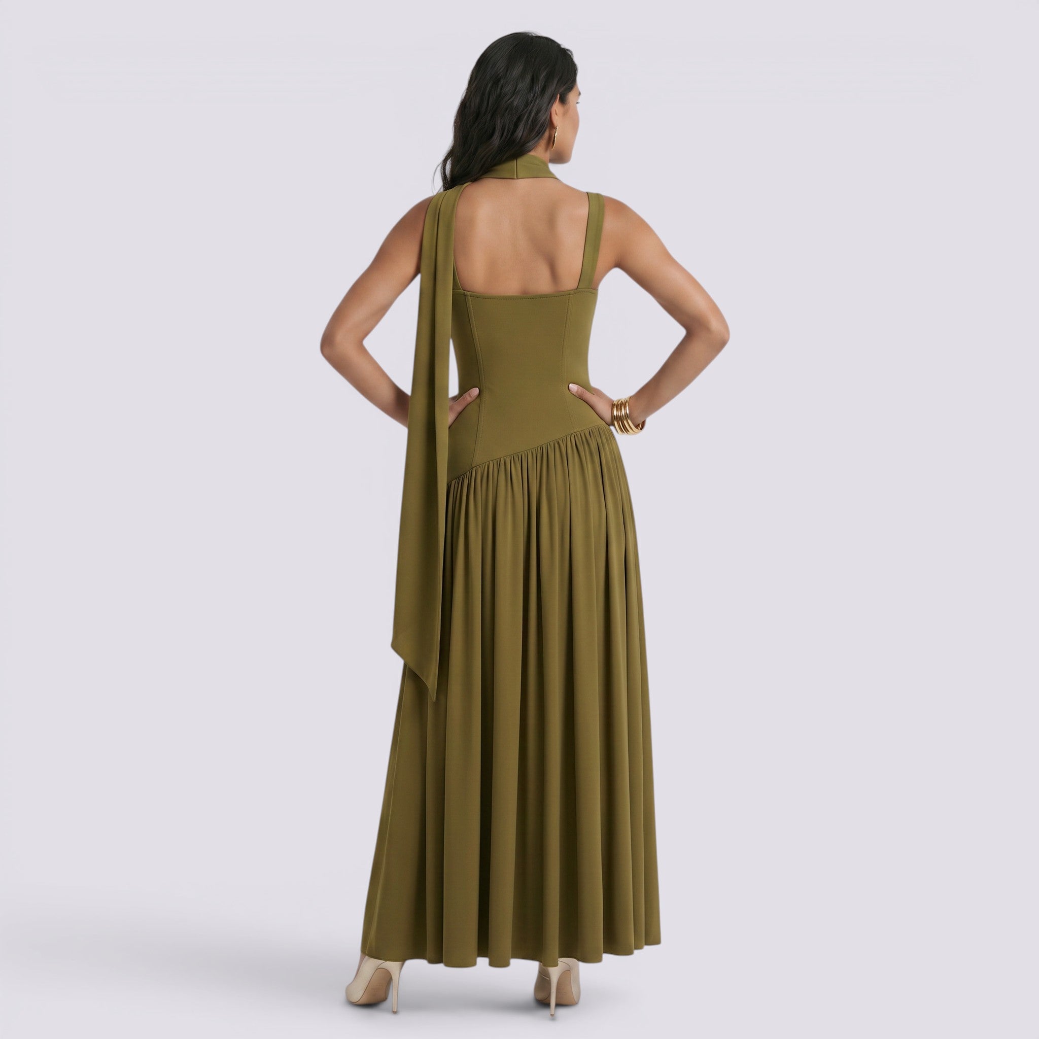 Abito Lungo Donna da Cerimonia Aderente Smanicato Elegante