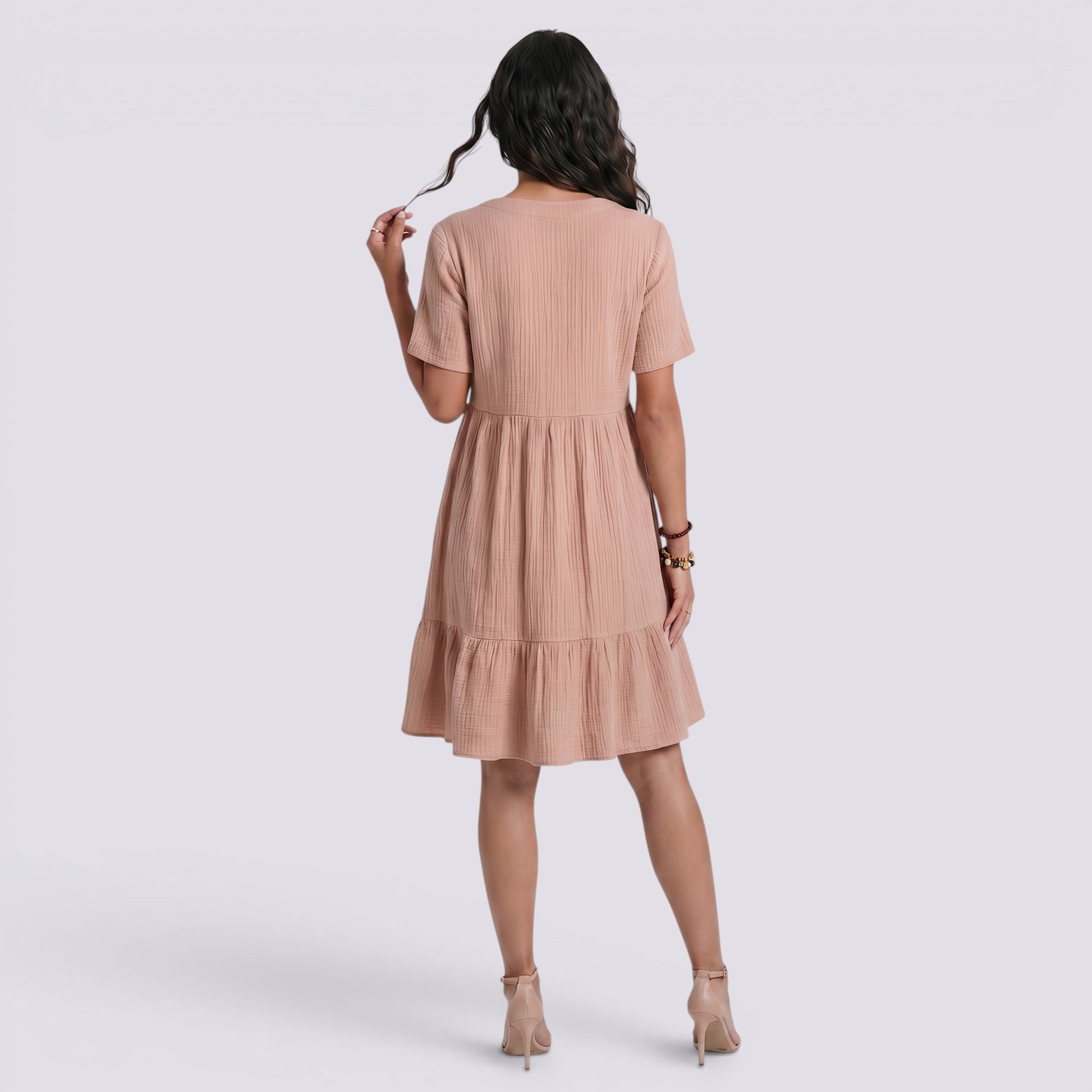 Abito Corto Donna Estivo Scollo a V Boho Fluido