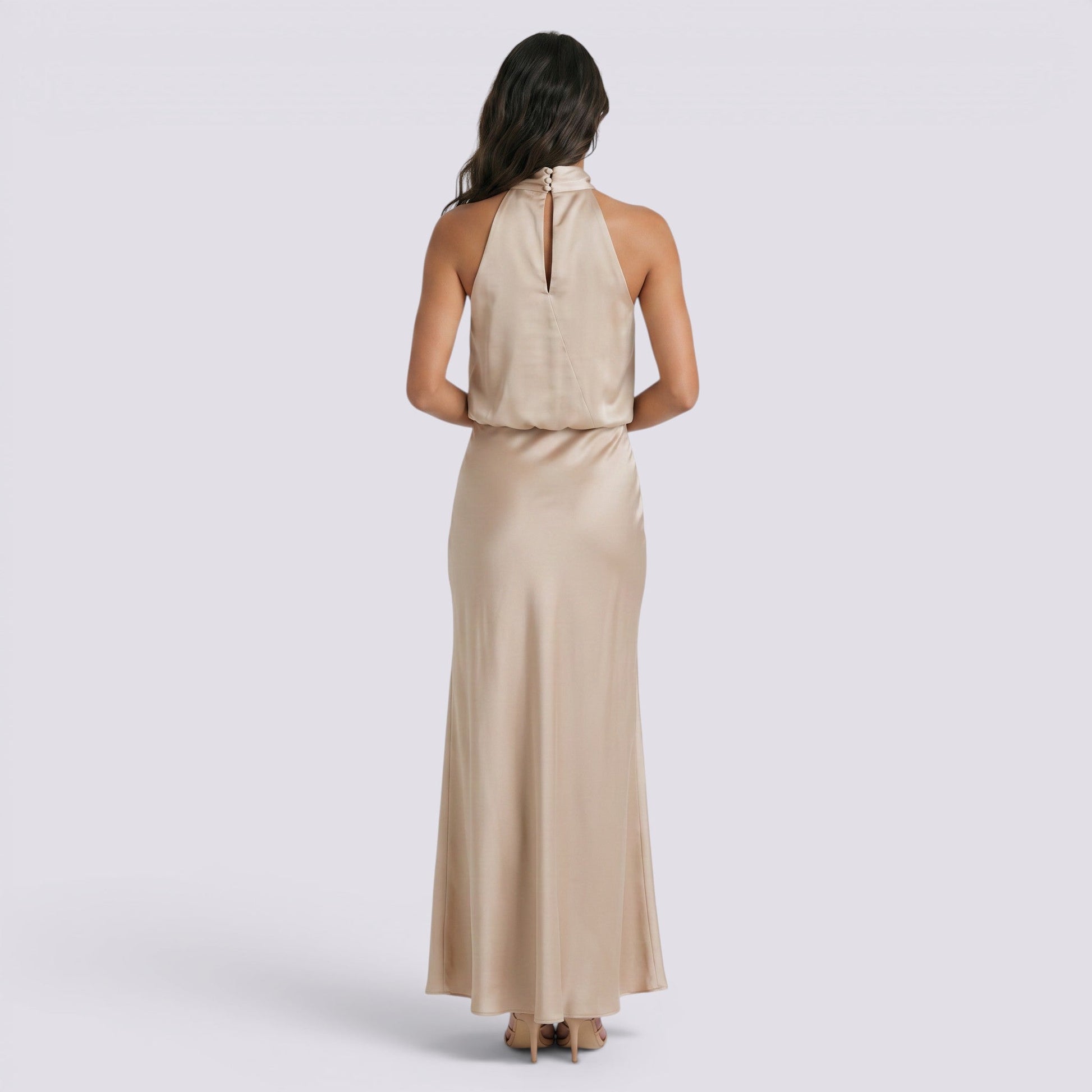 Abito Lungo Donna in Raso da Sera Elegante Fluido
