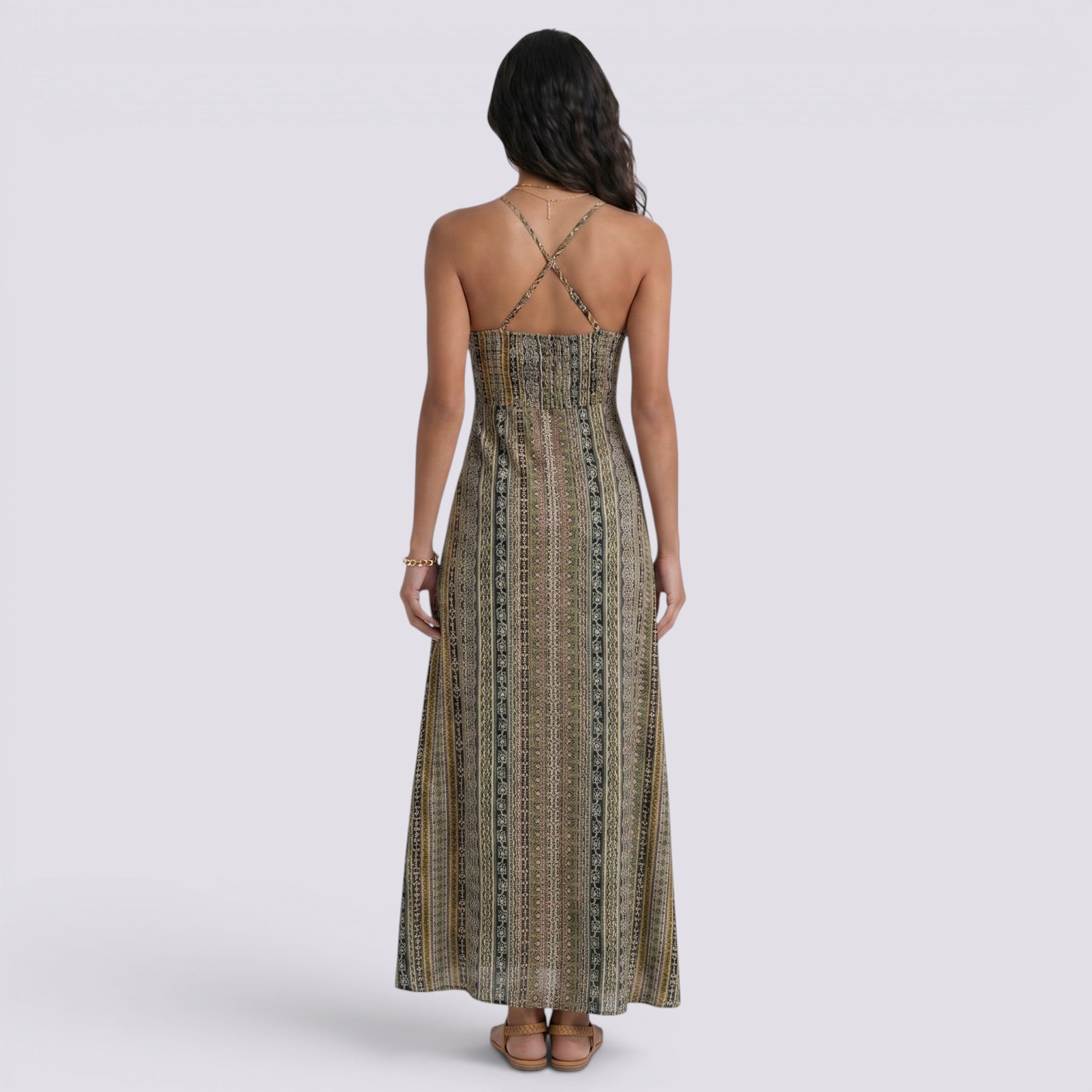 Abito Lungo Donna Maxi Boho Estivo Schiena Aperta