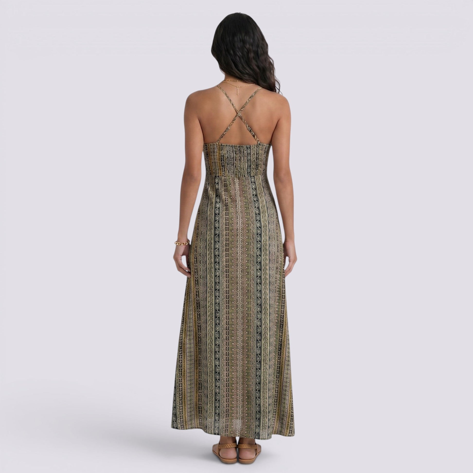 Abito Lungo Donna Maxi Boho Estivo Schiena Aperta