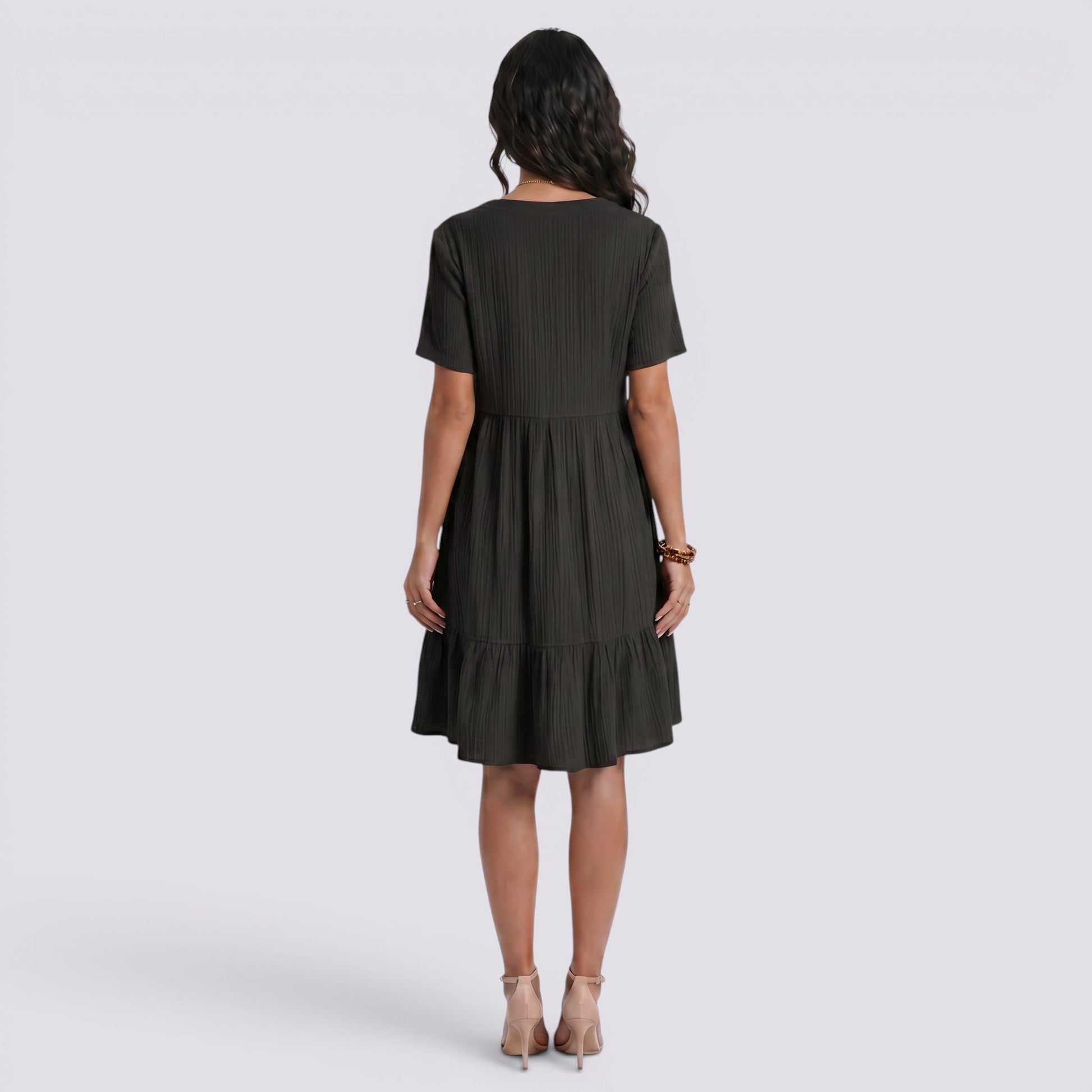 Abito Corto Donna Estivo Scollo a V Boho Fluido