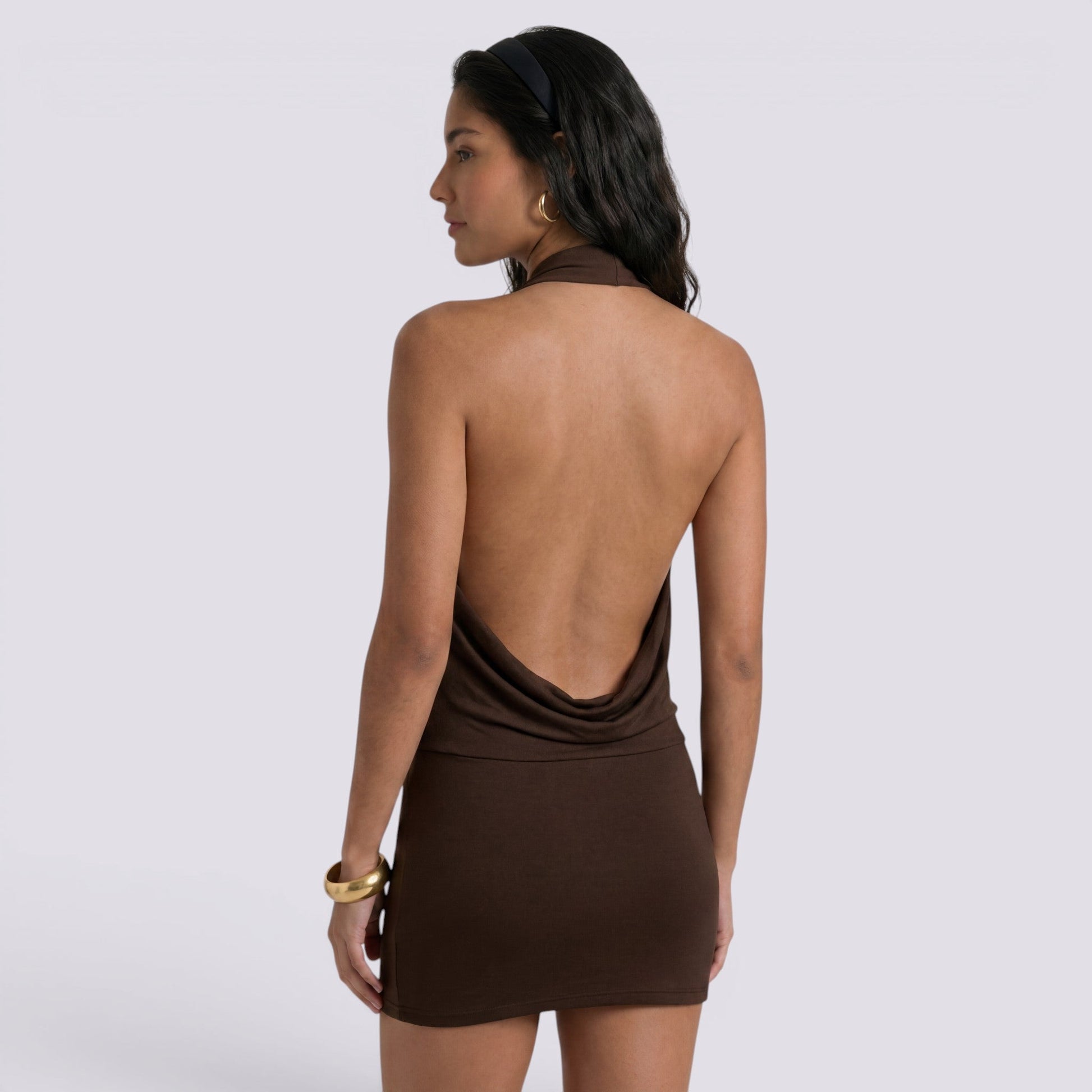 Abito Corto Donna Halter Estivo Schiena Aperta Elegante