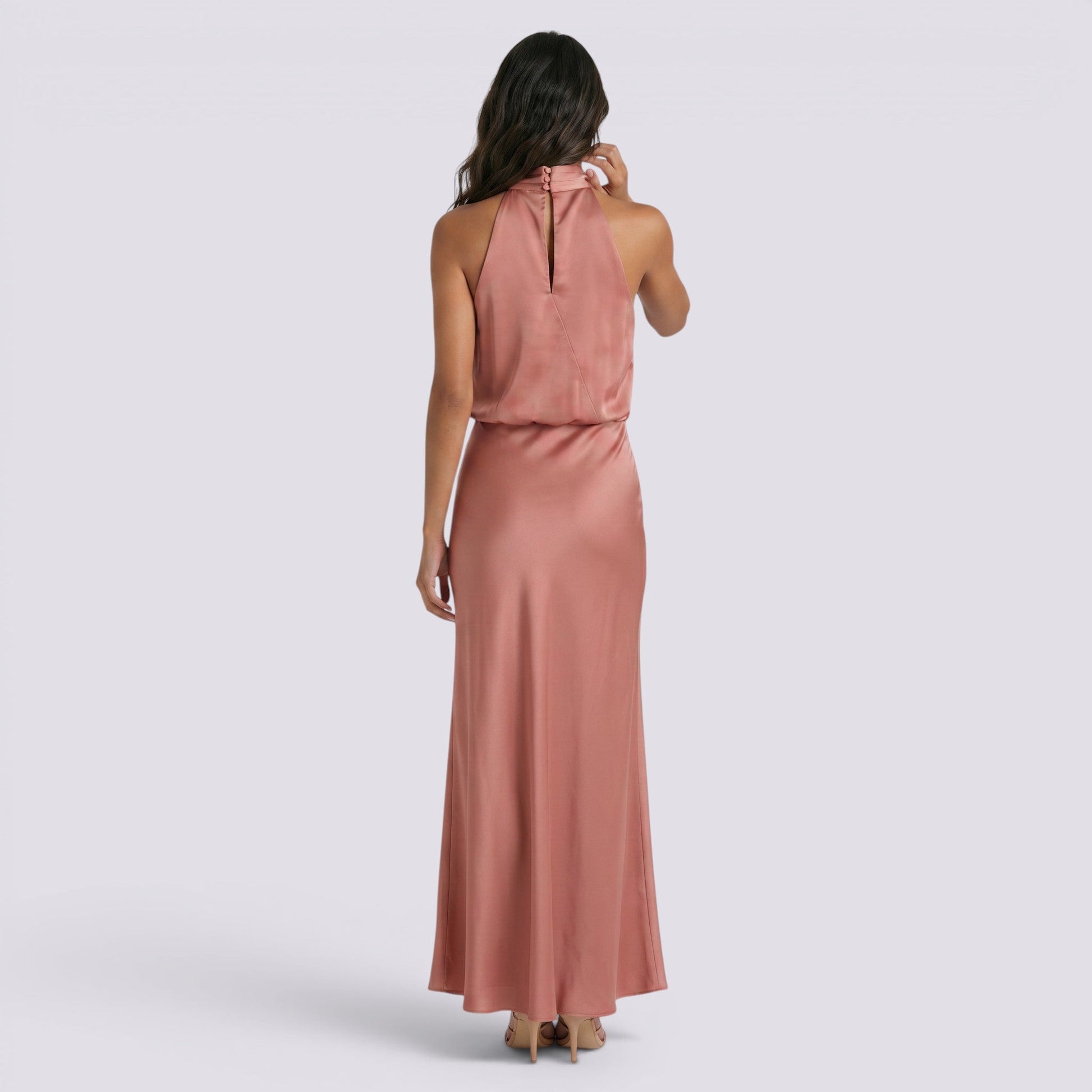 Abito Lungo Donna in Raso da Sera Elegante Fluido