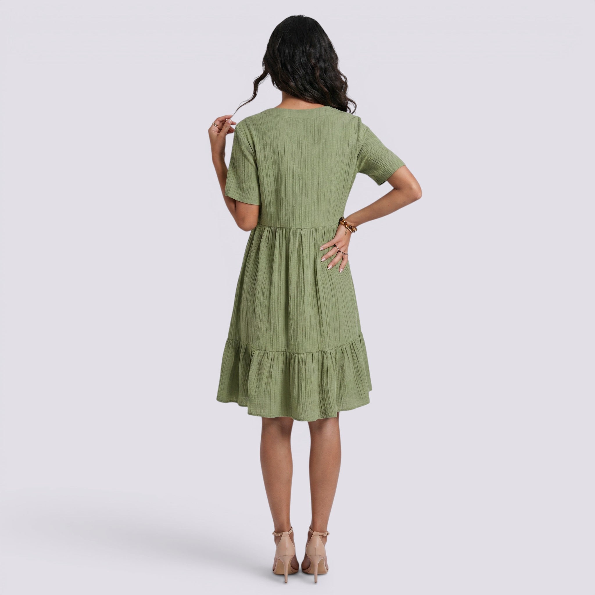 Abito Corto Donna Estivo Scollo a V Boho Fluido