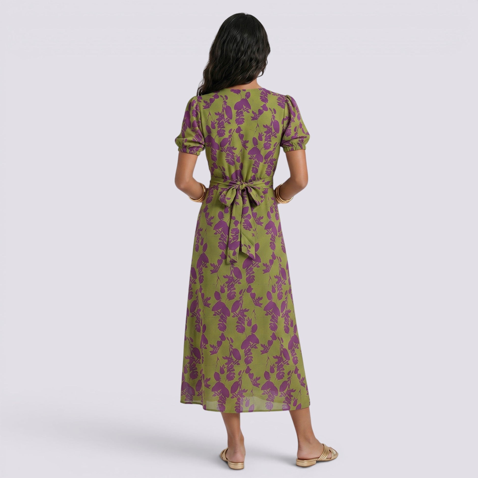 Abito Lungo Donna Floreale Scollo a V Estivo Elegante