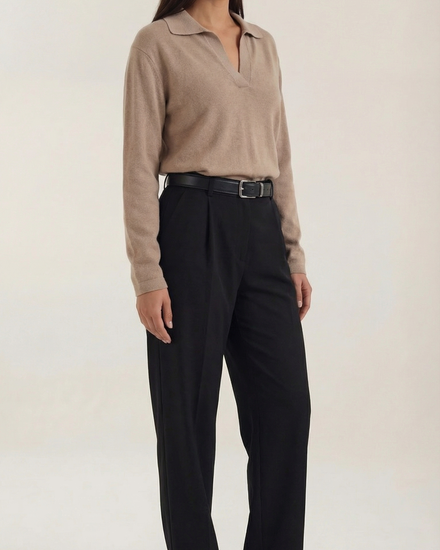 Maglione Donna Polo Scollo a V Casual Morbido