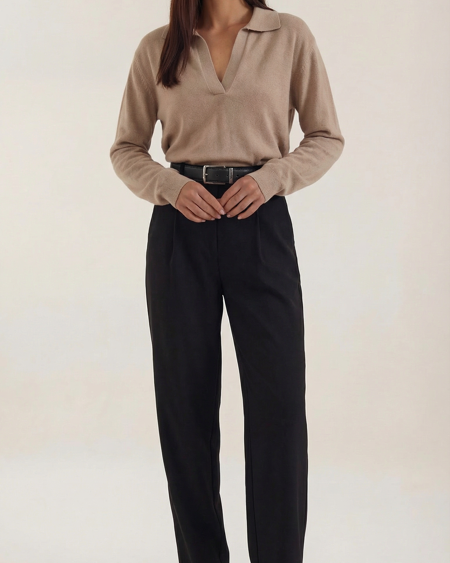 Maglione Donna Polo Scollo a V Casual Morbido