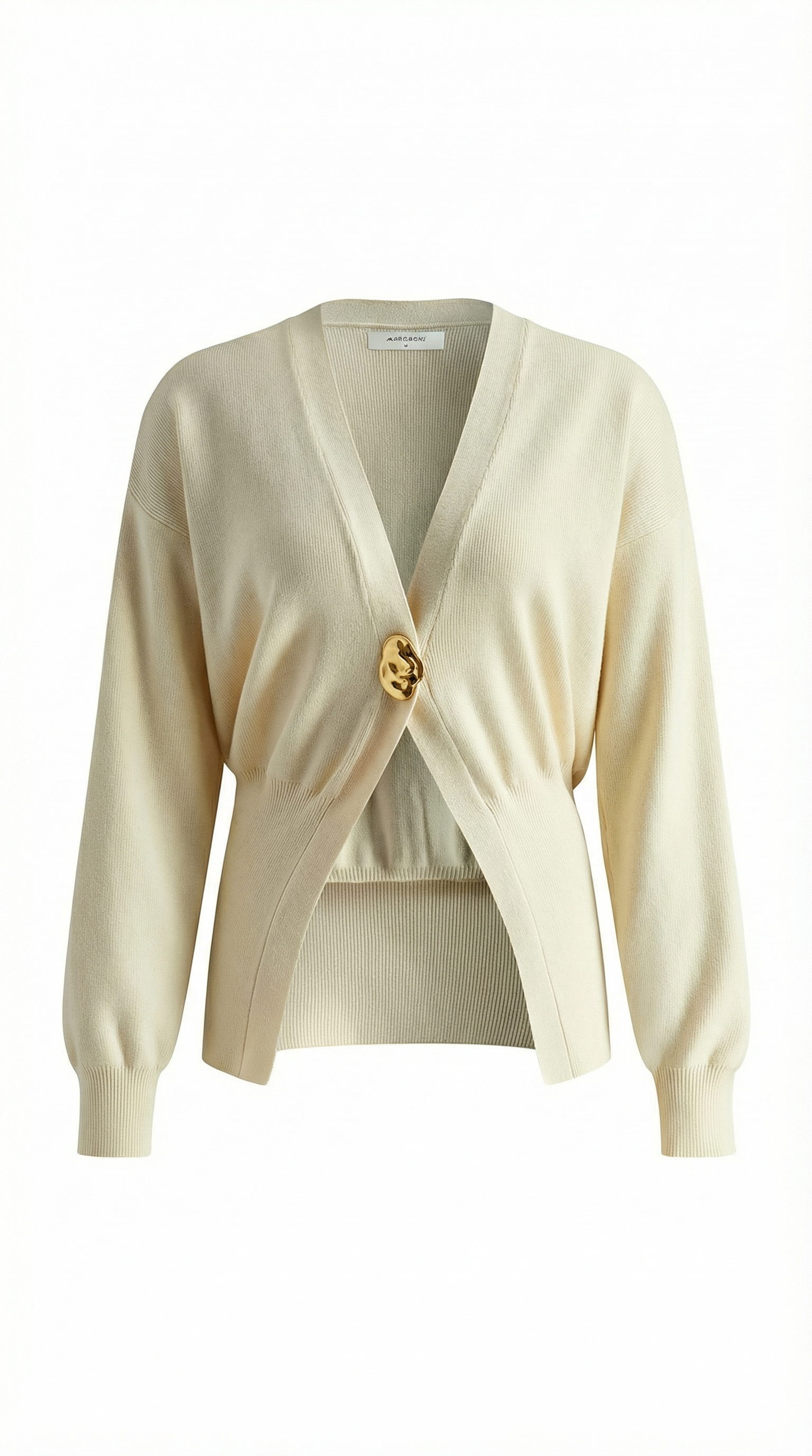 Cardigan Donna Scollo a V Profondo Bottone Dorato Aderente