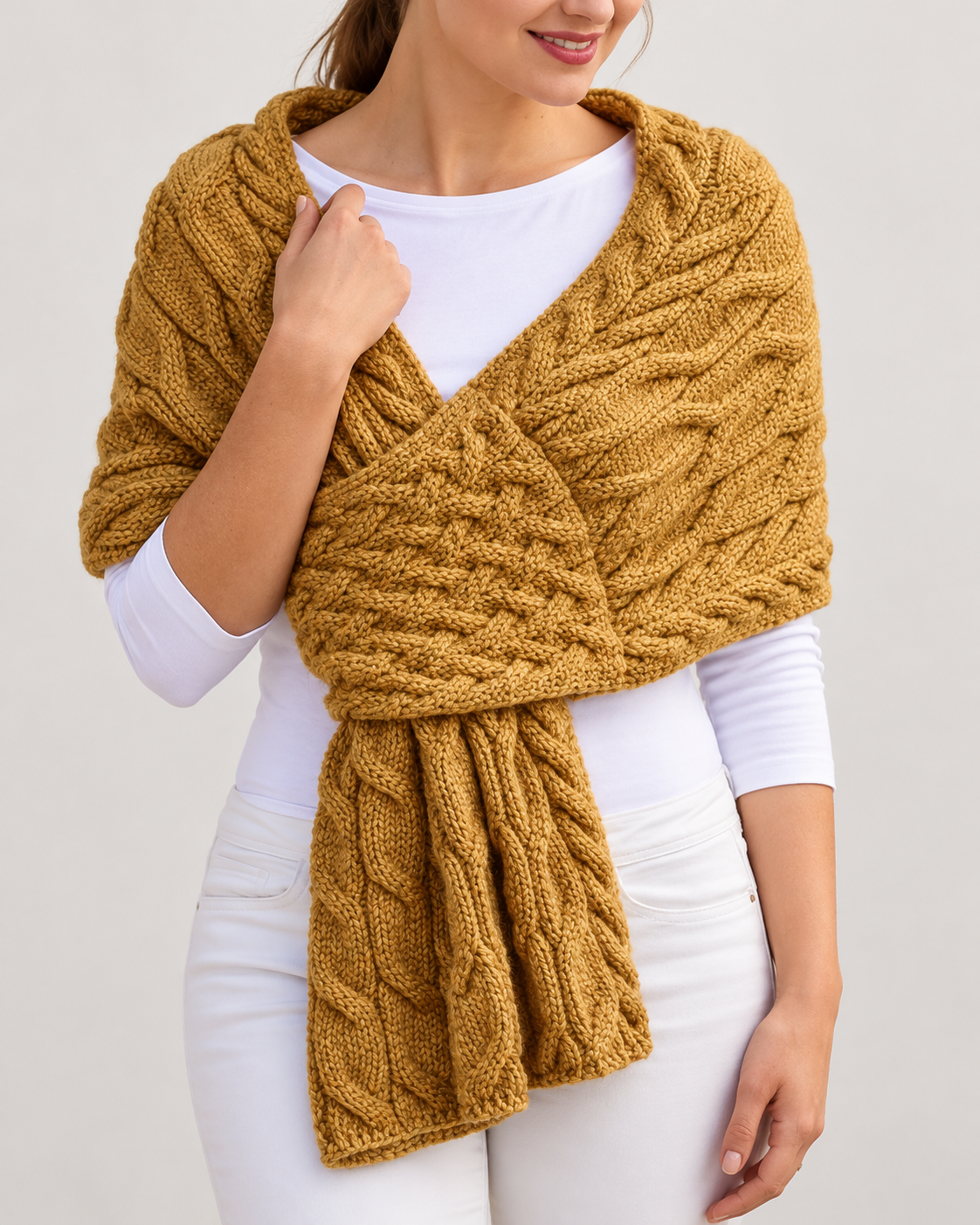 Sciarpa Donna in Maglia a Trecce Grossa Invernale 160 cm
