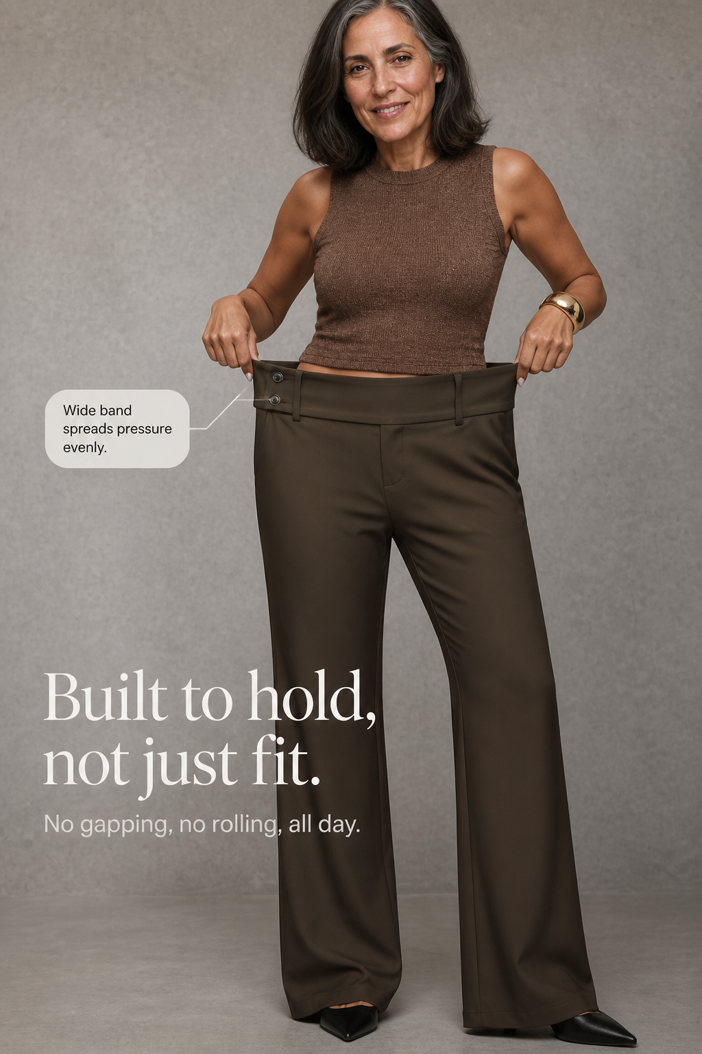 Pantaloni Donna Palazzo a Vita Alta Eleganti Fascia Larga