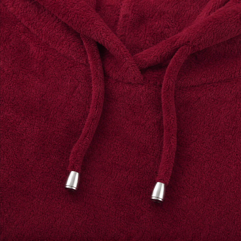 Abito Donna Lungo in Peluche con Cappuccio Homewear Linea ad A