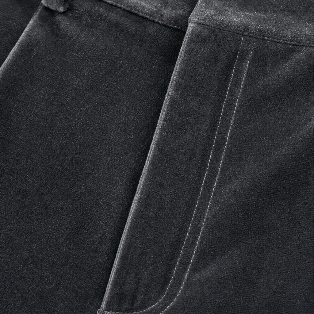 Pantaloni Donna Palazzo Effetto Velluto Vita Alta Elasticizzati