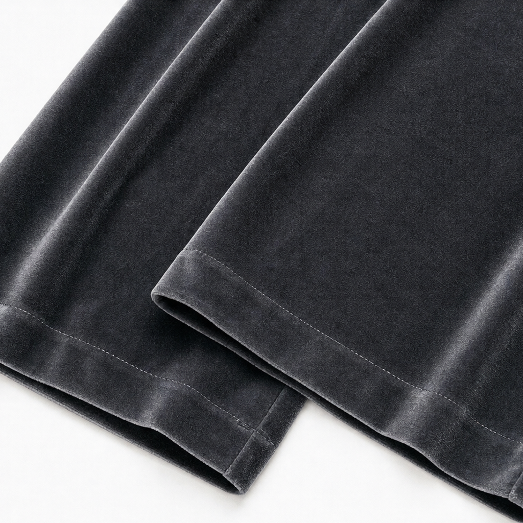Pantaloni Donna Palazzo Effetto Velluto Vita Alta Elasticizzati