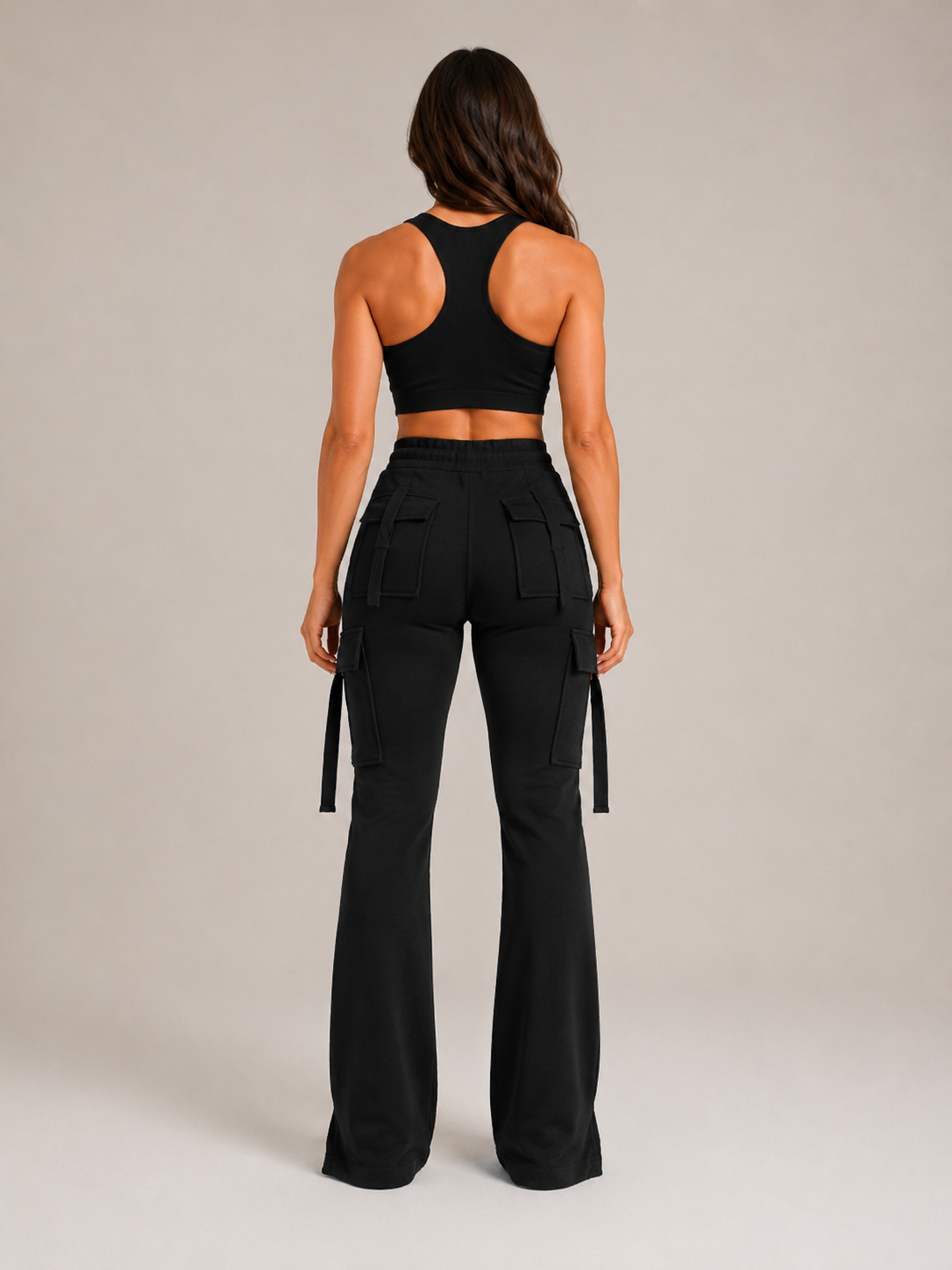 Pantaloni Cargo Donna con Coulisse Tasche Gamba Affusolata
