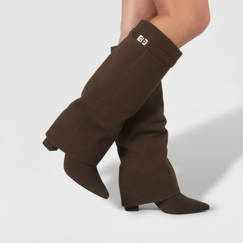 Aurazio Stivali Stelo Alto Camoscio Tacco Chunky per Donna