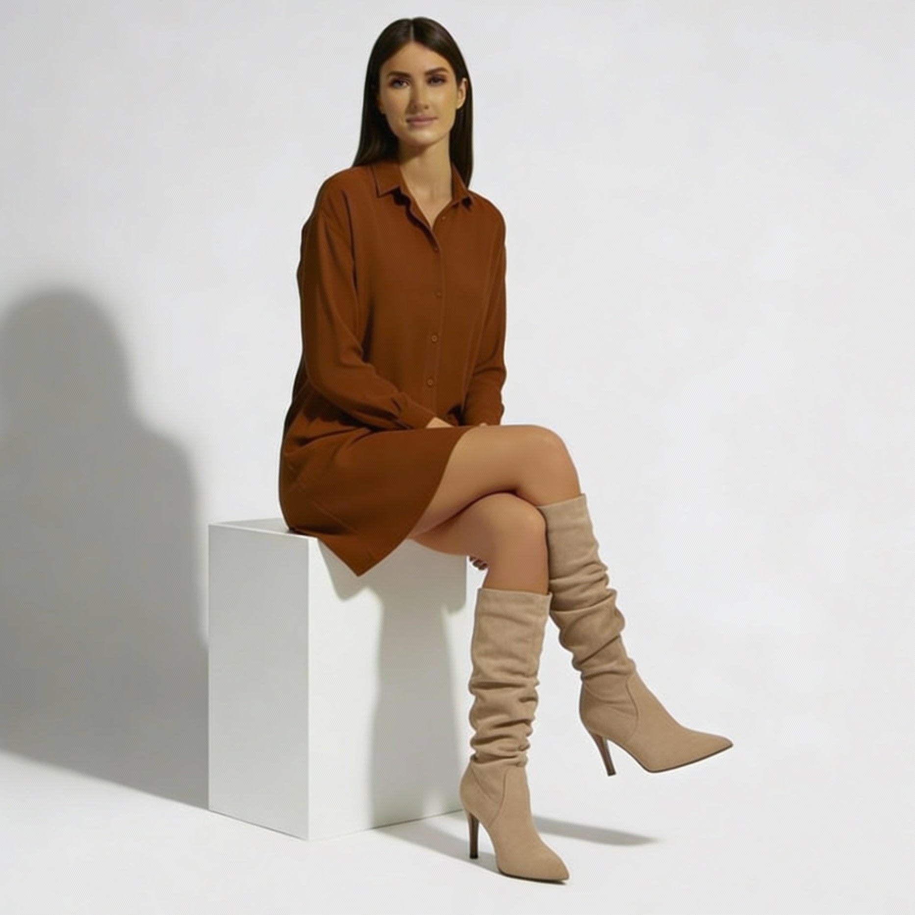Aurazio Stivali Tacco Stiletto Camoscio Eleganza Pura per Donna