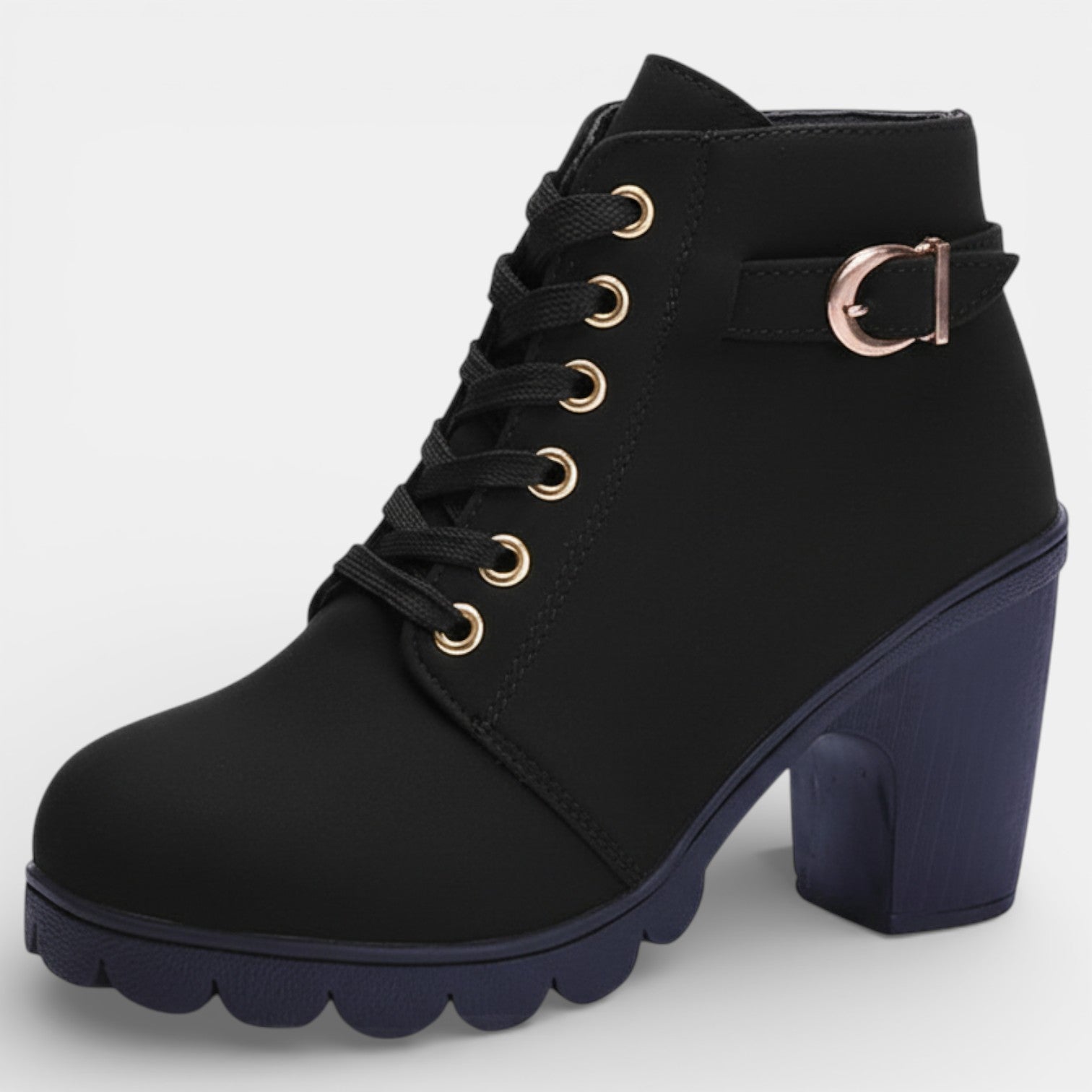 Aurazio Stivaletti Tacco Blocco Fibbie Decorative per Donna