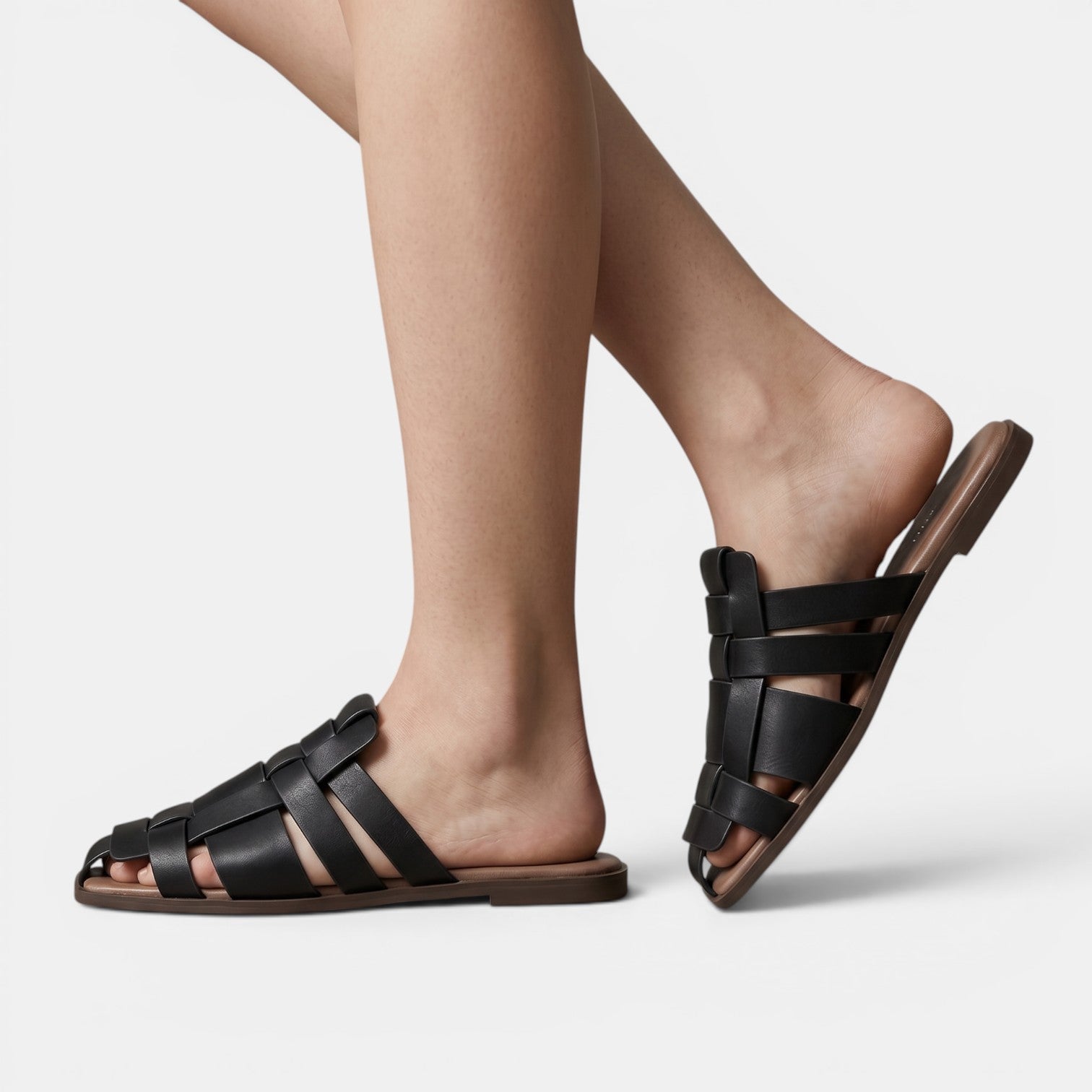 Aurazio Mules Pelle Nera Comodità Immediata per Donna