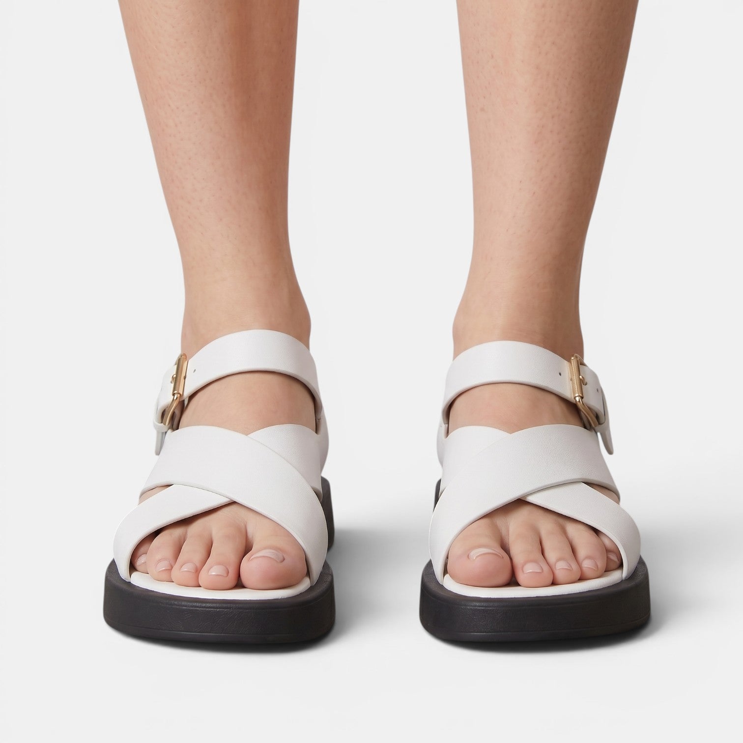 Sandali Donna Platform in Pelle Tacco a Blocco