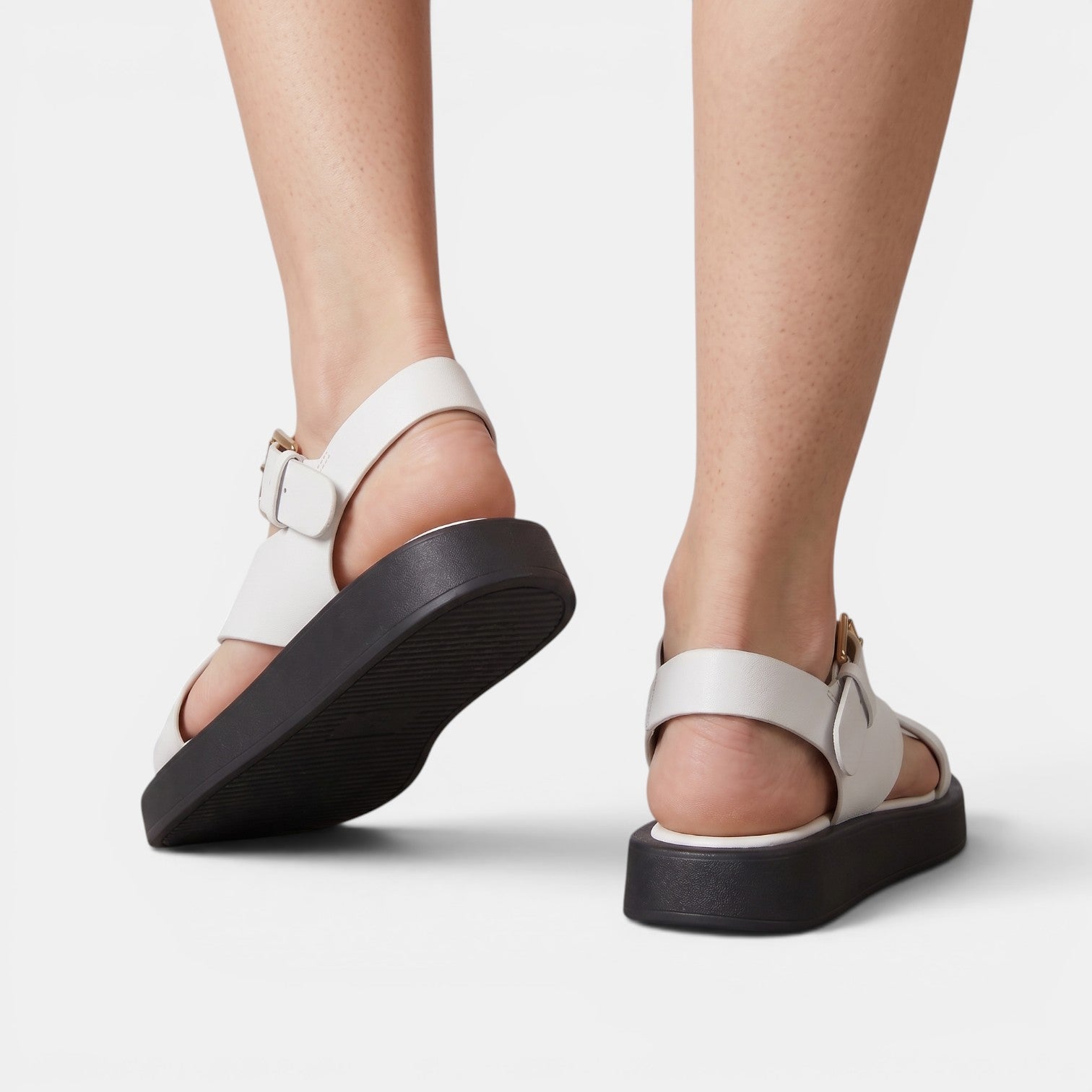 Aurazio Sandali Platform Pelle Incrocio Tacco Blocco per Donna
