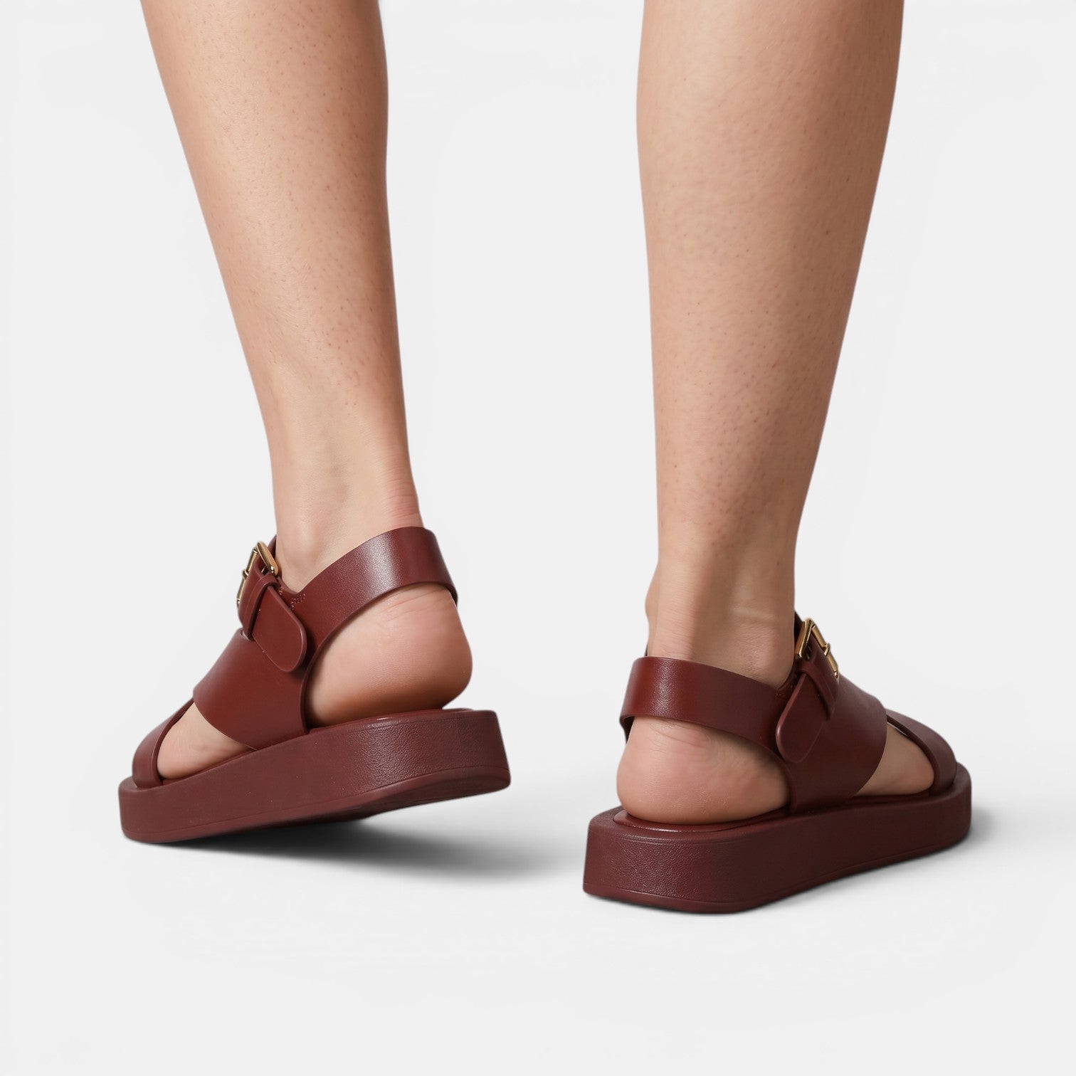 Aurazio Sandali Platform Pelle Incrocio Tacco Blocco per Donna
