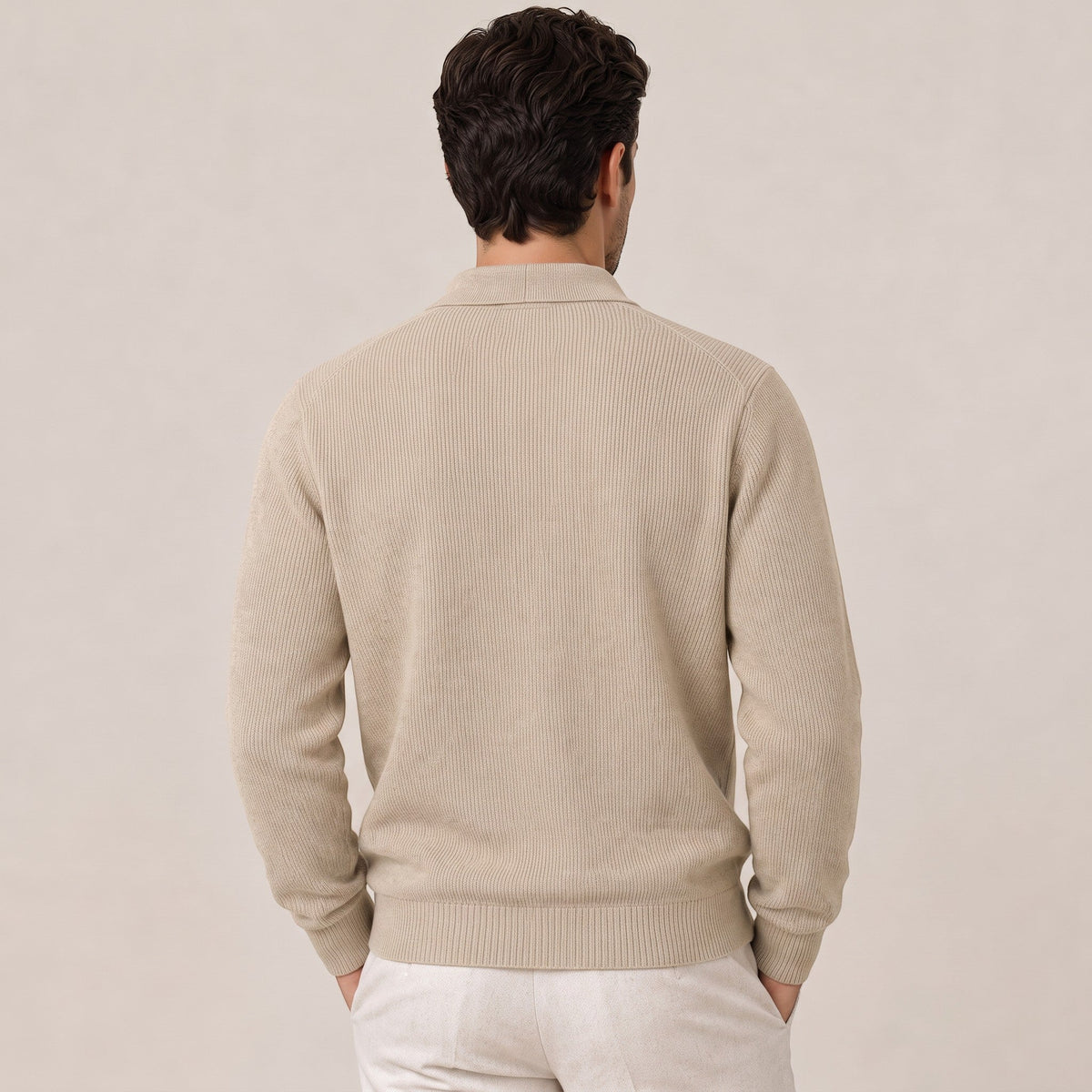 Cardigan Uomo Misto Lana con Colletto Strutturato Caldo