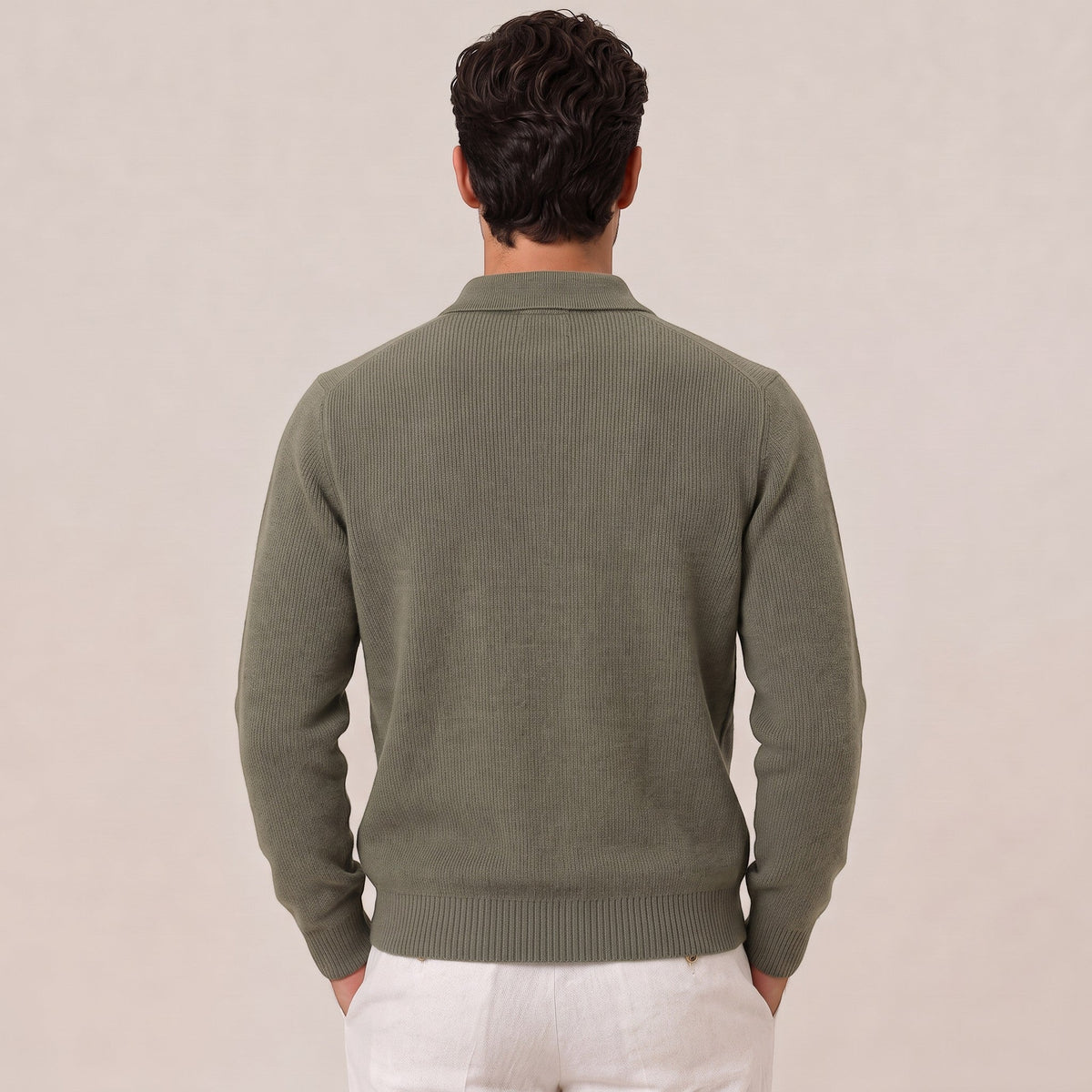 Cardigan Uomo Misto Lana con Colletto Strutturato Caldo