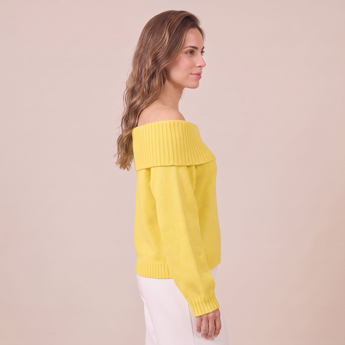 Maglione Donna Rilassato Spalle Scoperte in Maglia Morbida