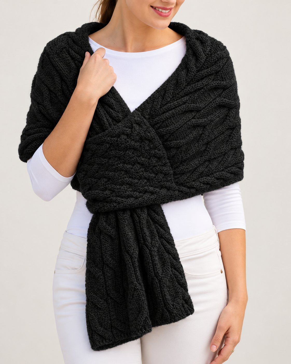 Sciarpa Donna in Maglia a Trecce Grossa Invernale 160 cm