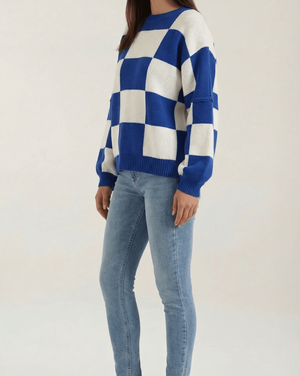Aurazio Maglione a Quadri Checkered da Donna