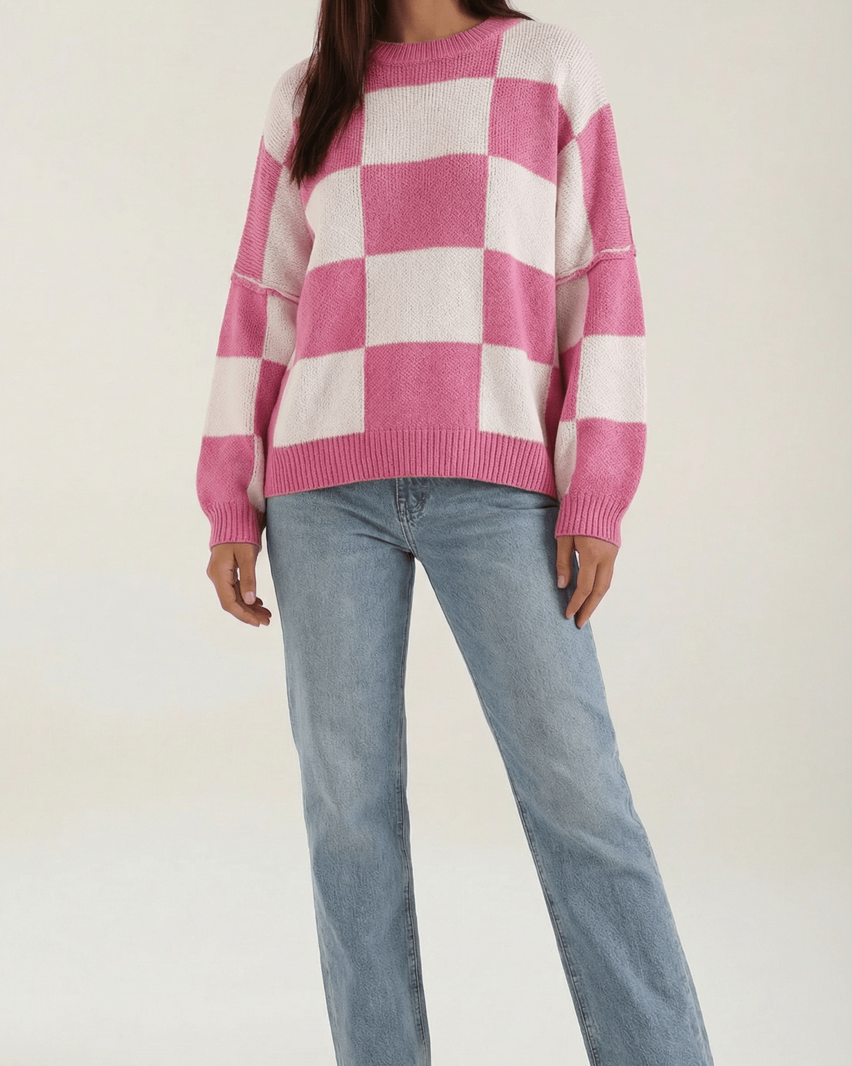 Aurazio Maglione a Quadri Checkered da Donna