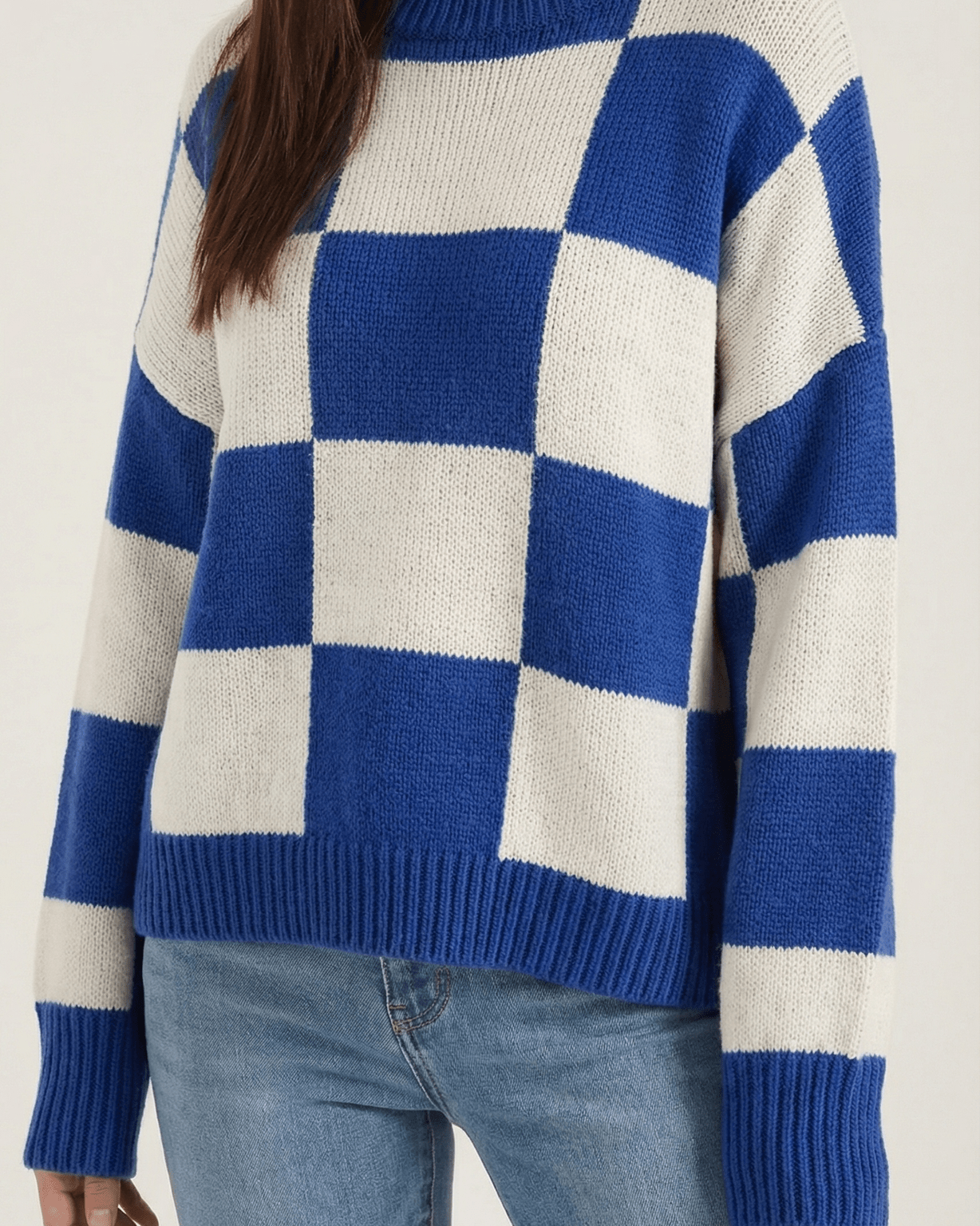 Aurazio Maglione a Quadri Checkered da Donna