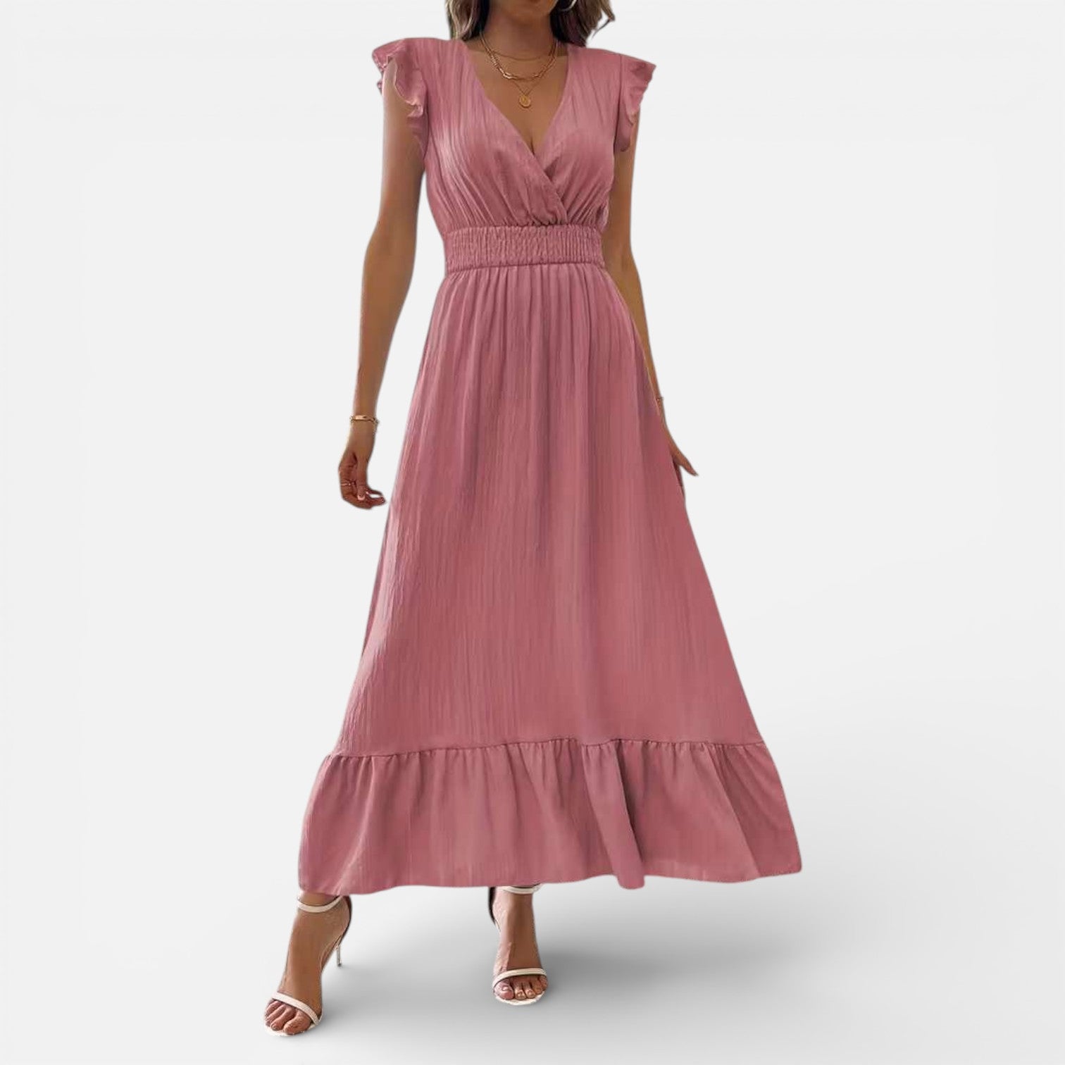 Abito Lungo Donna Smanicato a Portafoglio Elegante