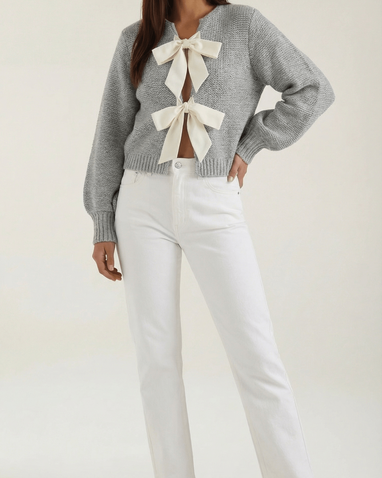 Aurazio Top in Maglia con Fiocco da Donna