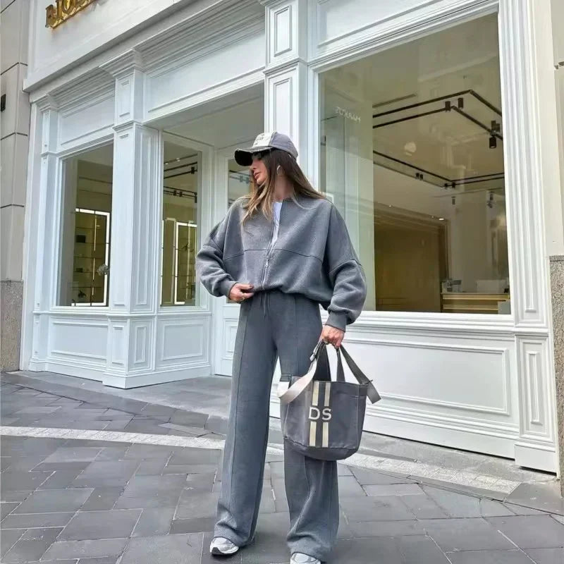 Completo Donna Tuta Oversize Morbida Felpa e Pantaloni