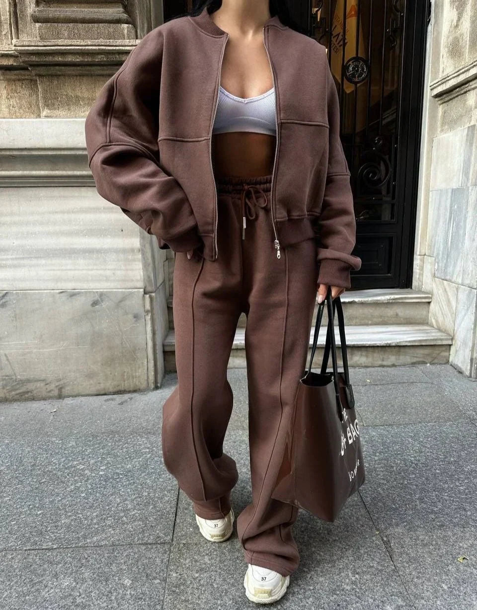 Completo Donna Tuta Oversize Morbida Felpa e Pantaloni
