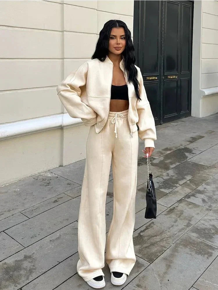Completo Donna Tuta Oversize Morbida Felpa e Pantaloni