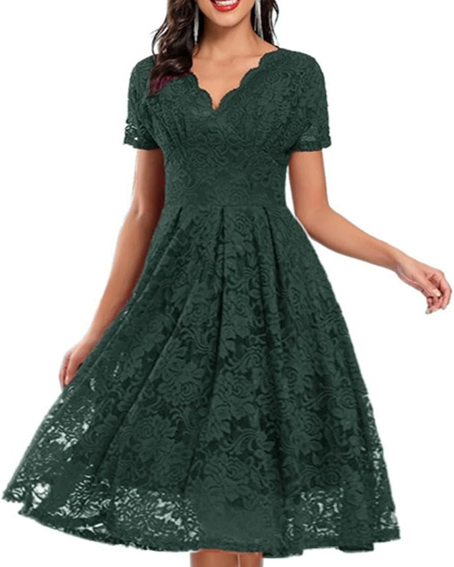 Aurazio Abito Midi con Dettaglio in Pizzo da Donna