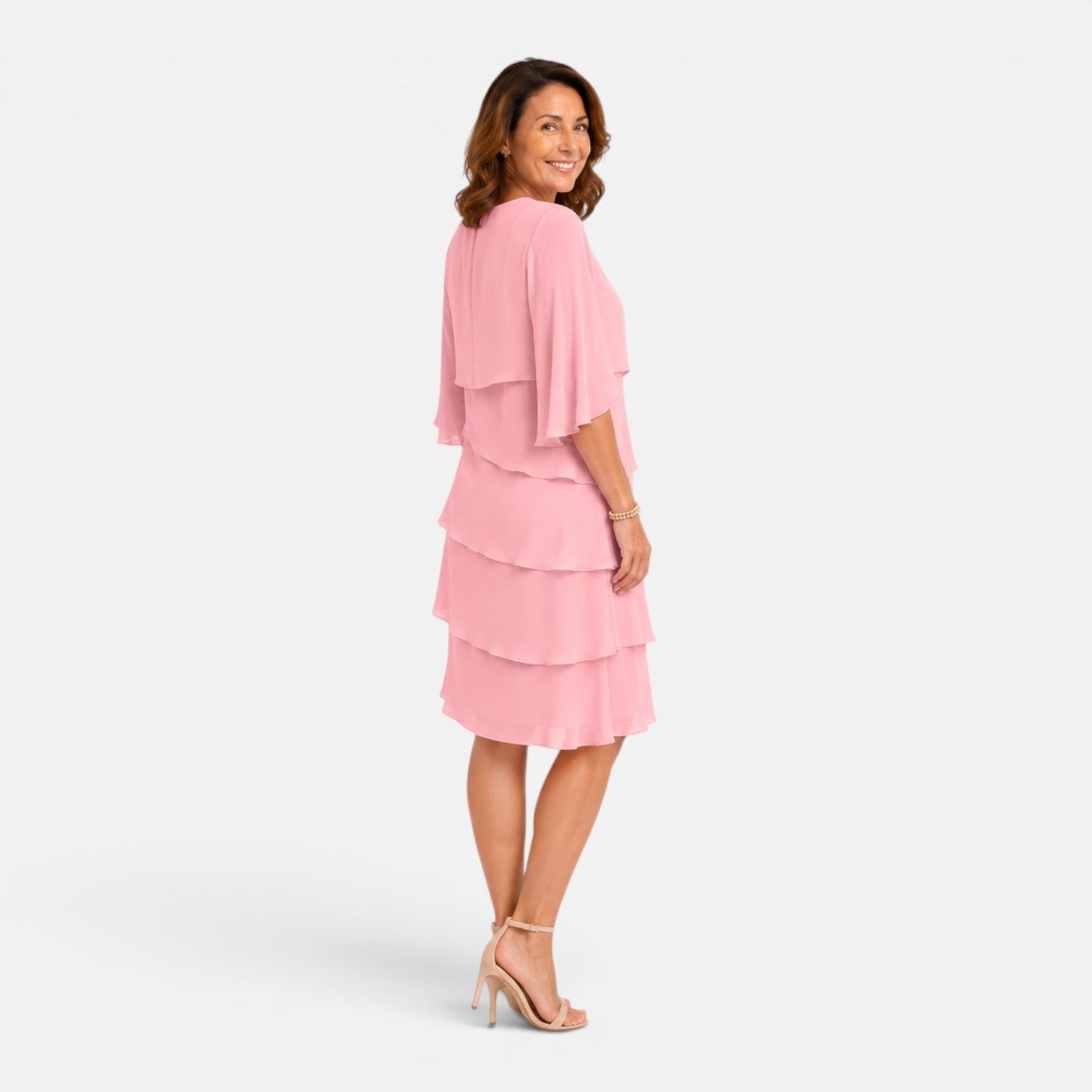 Abito Midi Donna in Chiffon a Strati Elegante